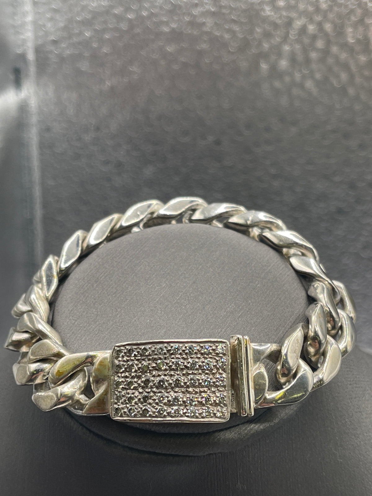 View two of Ladies / Gents Sterling Silver Link Bracelet With Cluster Lock