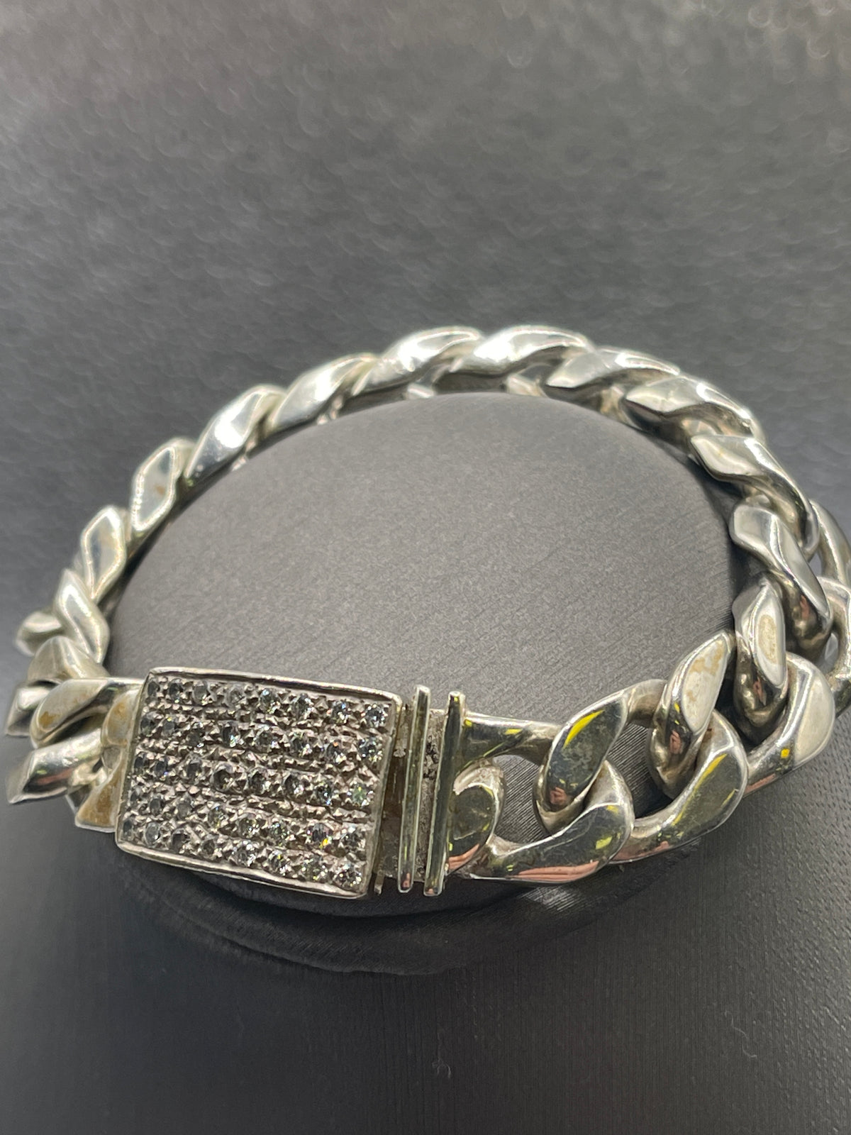 View one of Ladies / Gents Sterling Silver Link Bracelet With Cluster Lock