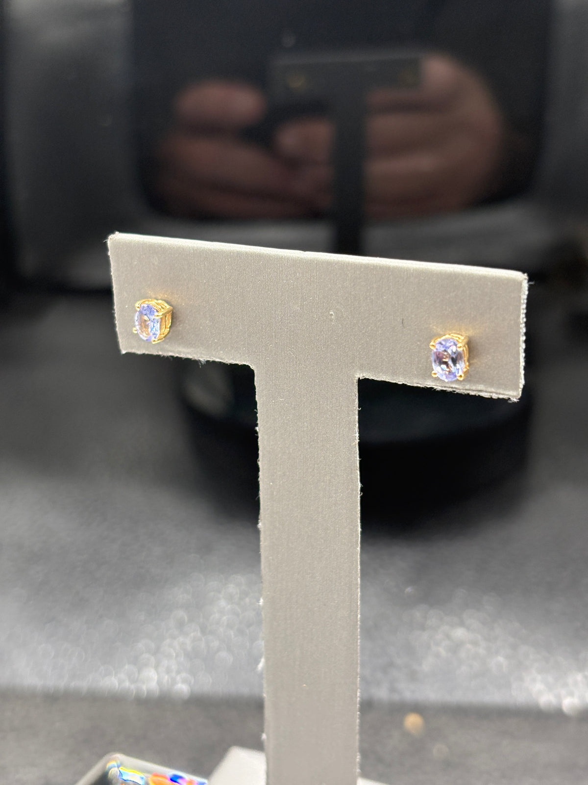14 Karat Yellow Gold Tanzanite Stud Earrings