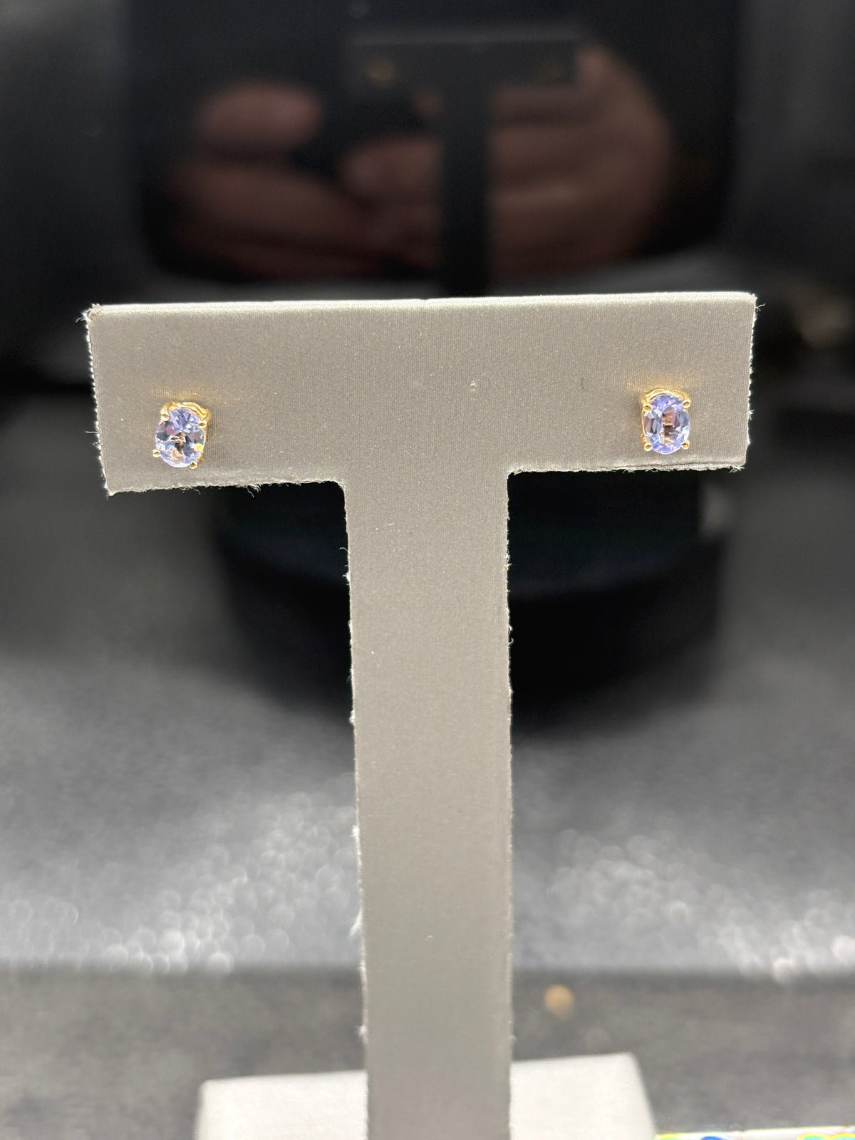 14 Karat Yellow Gold Tanzanite Stud Earrings