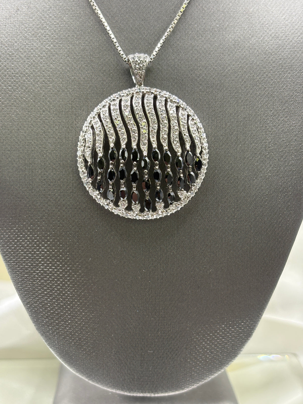 Sterling silver ladies round multicolored Stone pendant