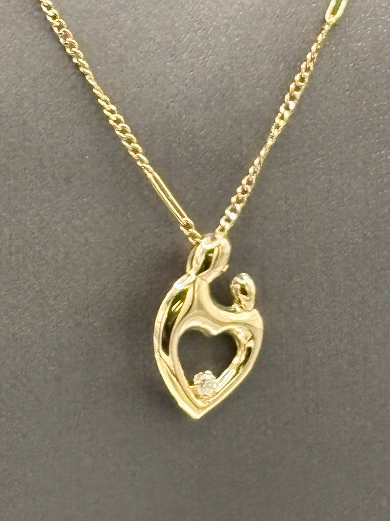 View three of Ladies 14 Karat Yellow Gold Mother & Baby Charm & Chain