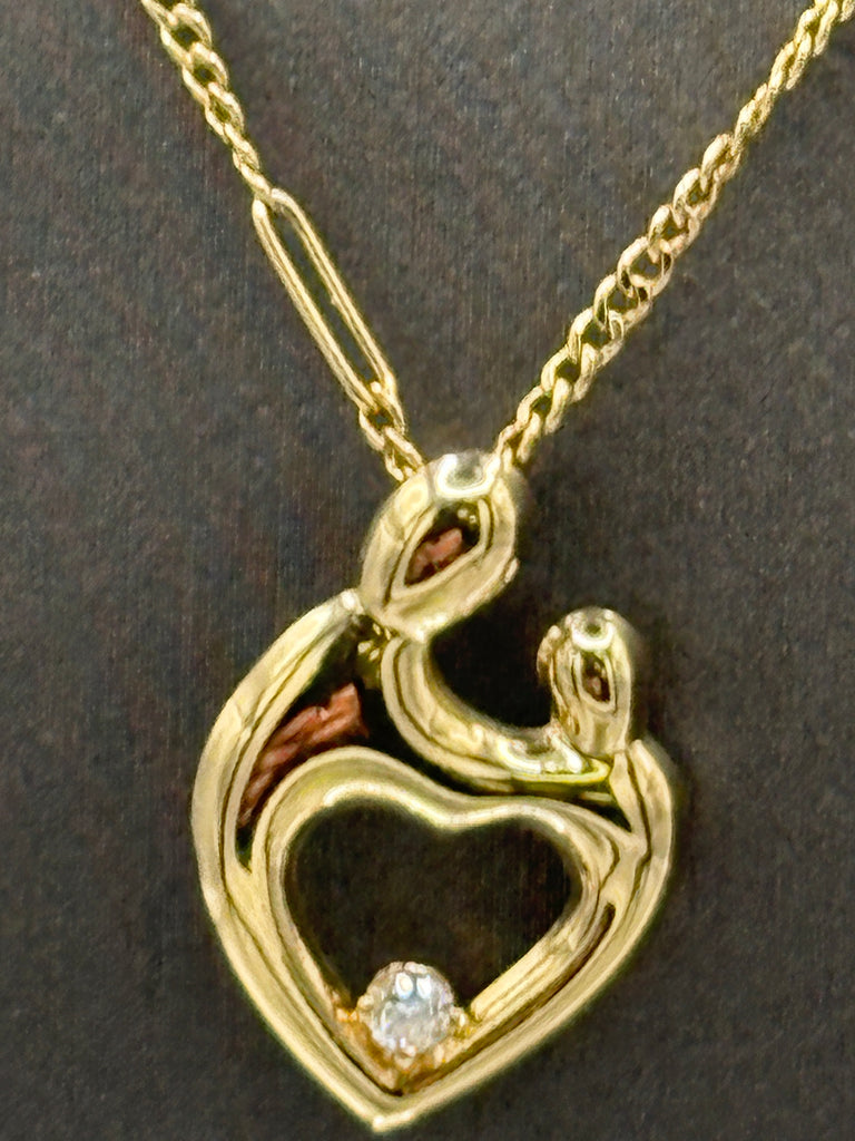 View four of Ladies 14 Karat Yellow Gold Mother & Baby Charm & Chain