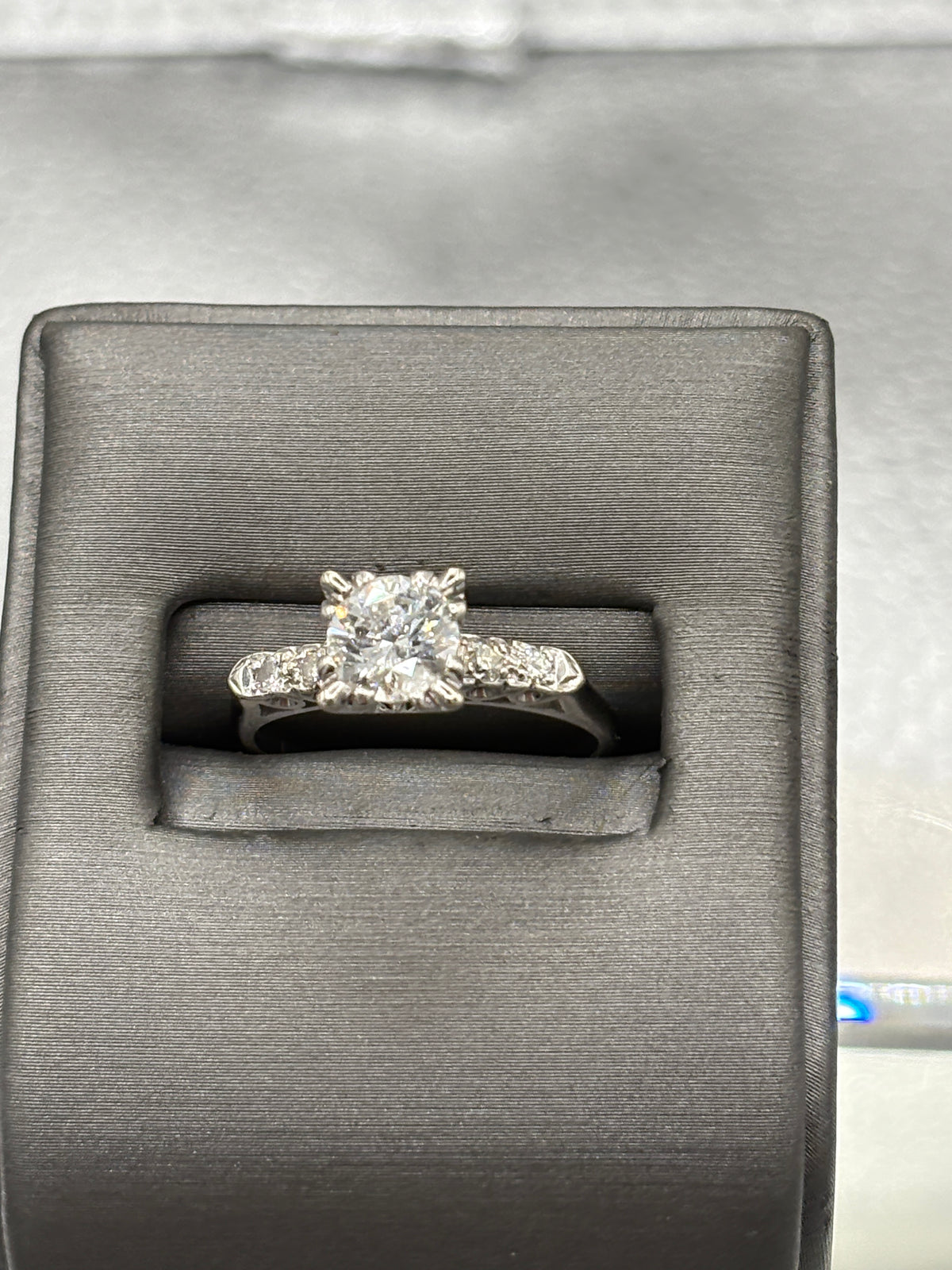 Ladies Vintage 14 Karat White Gold Diamond Engagement Ring