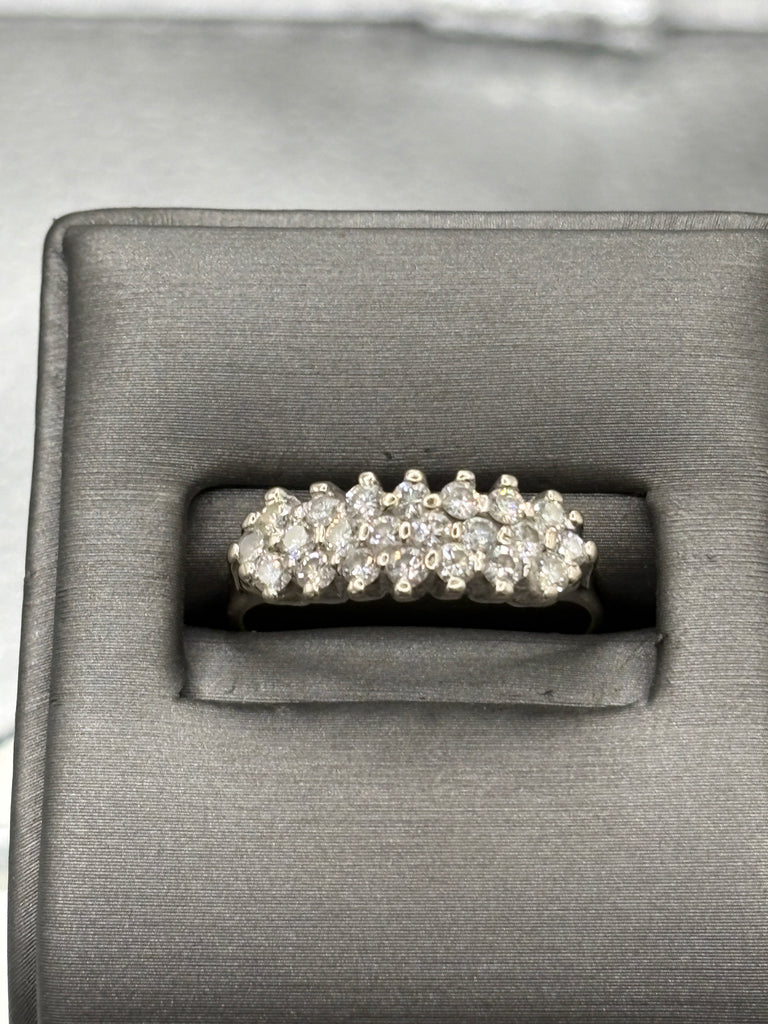 View one of Ladies 14 Karat White Gold Diamond Cluster Wedding Band