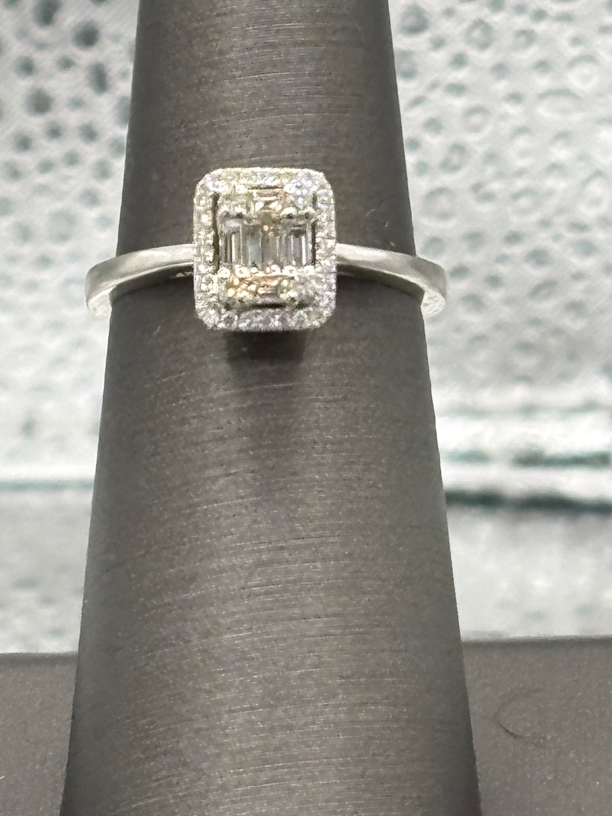 Ladies 18 Karat White Gold Petite Diamond Cocktail Ring