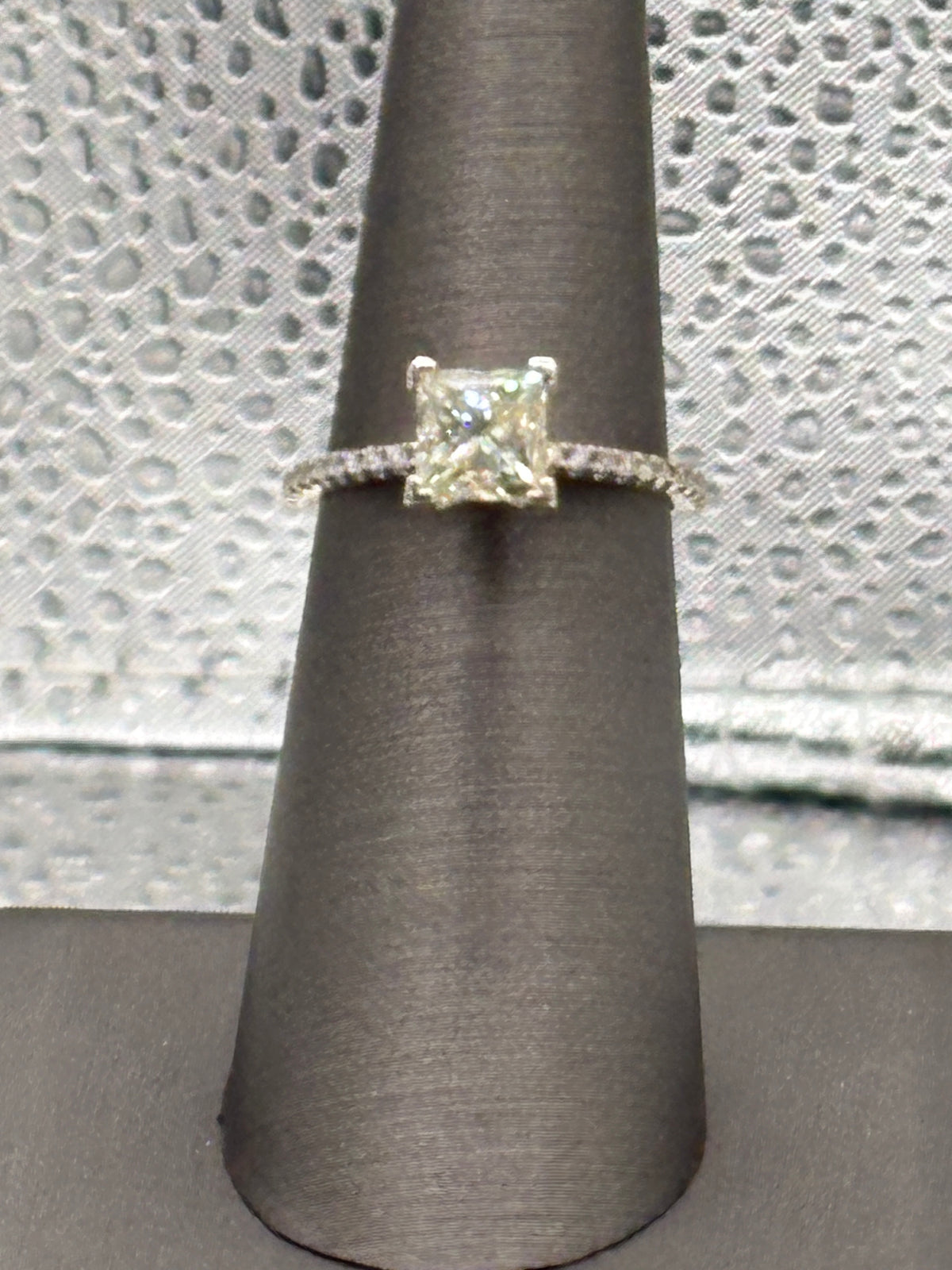 Ladies 14 Karat White Gold Princess Cut Diamond Ring