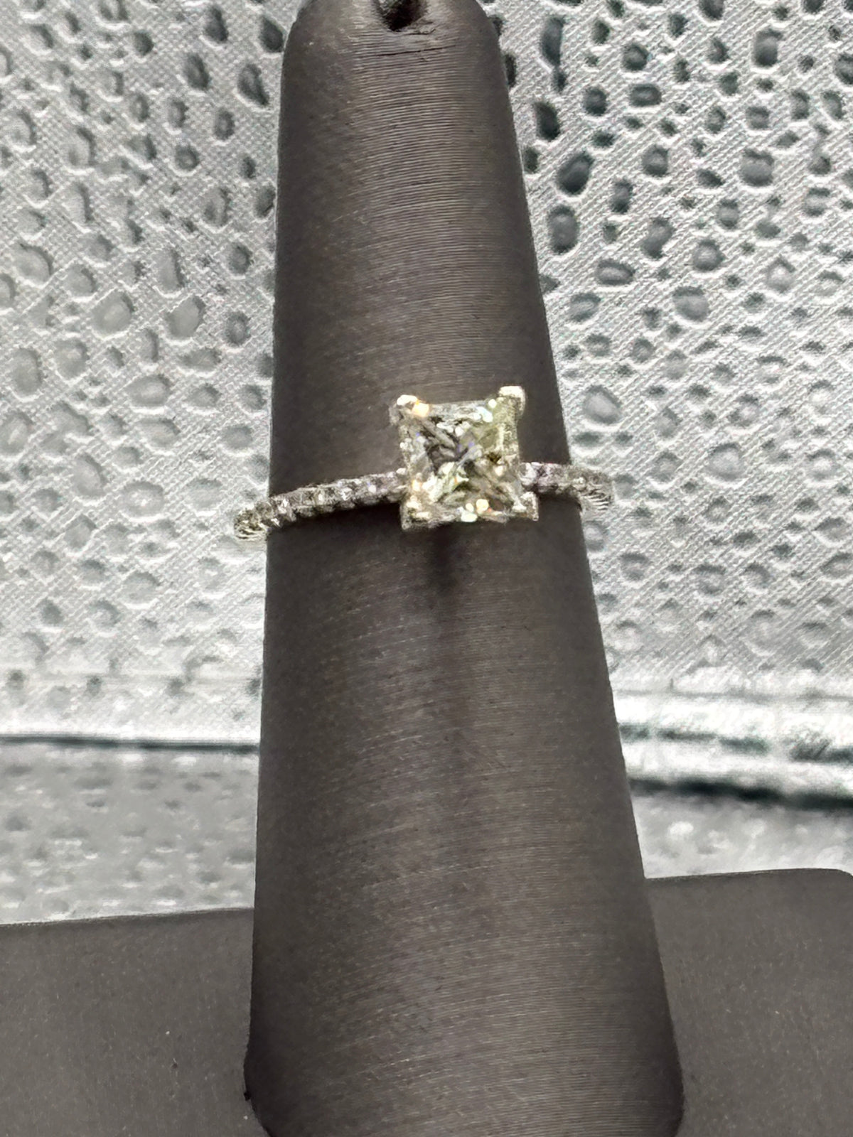 Ladies 14 Karat White Gold Princess Cut Diamond Ring