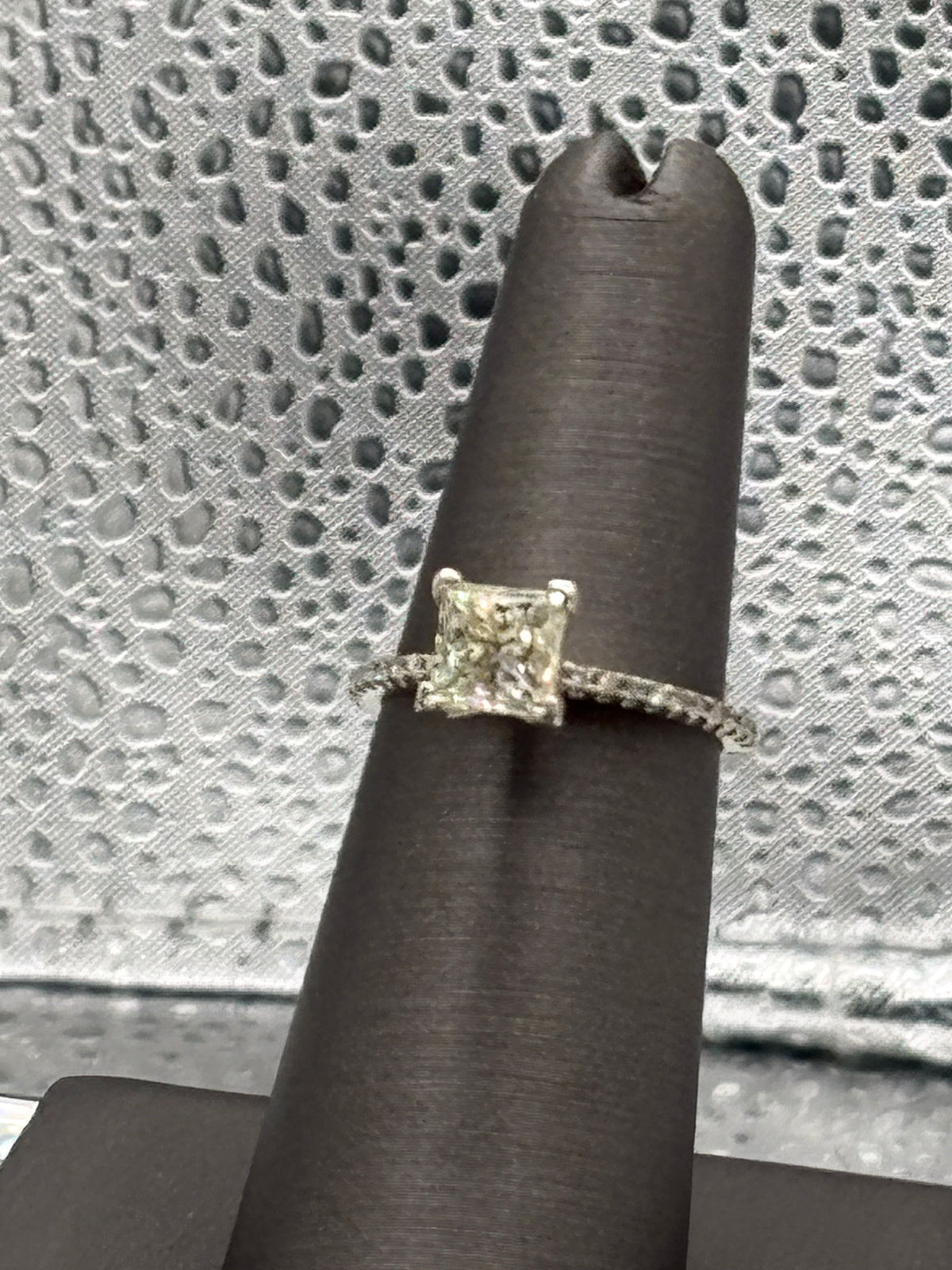 Ladies 14 Karat White Gold Princess Cut Diamond Ring
