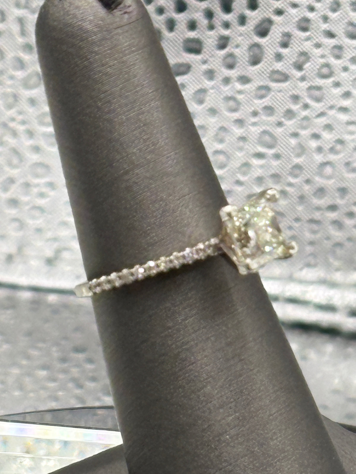 Ladies 14 Karat White Gold Princess Cut Diamond Ring