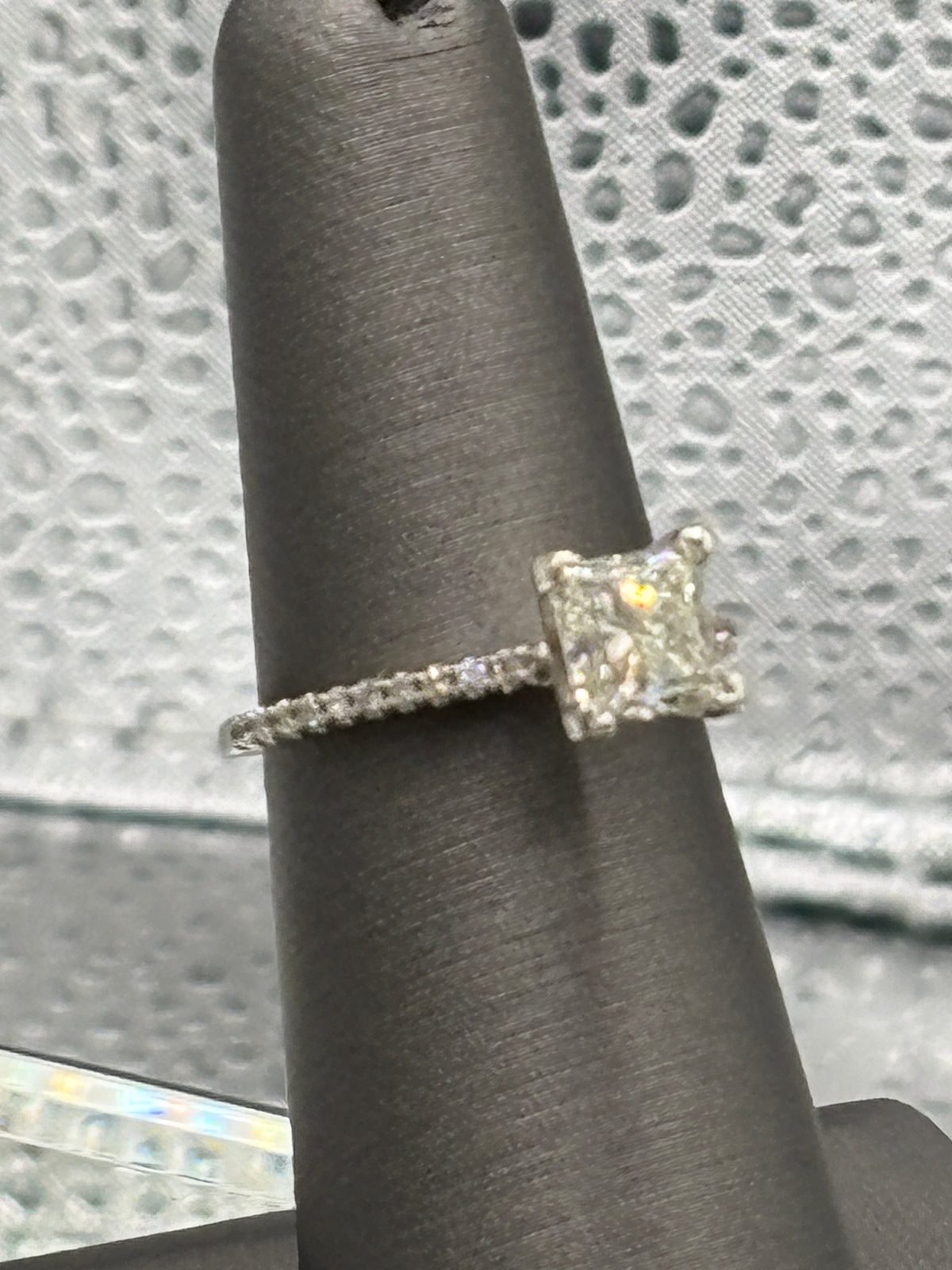 Ladies 14 Karat White Gold Princess Cut Diamond Ring