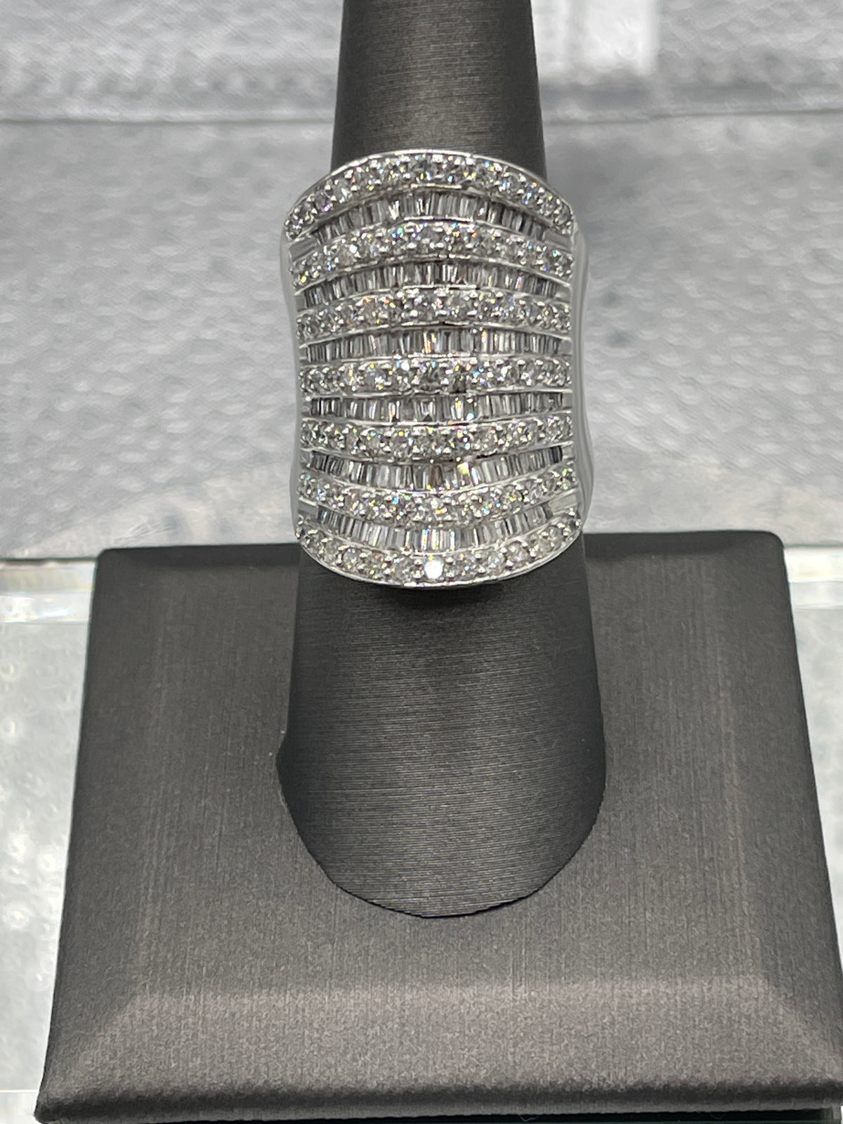Ladies 14 Karat White Gold Diamond Cocktail Ring