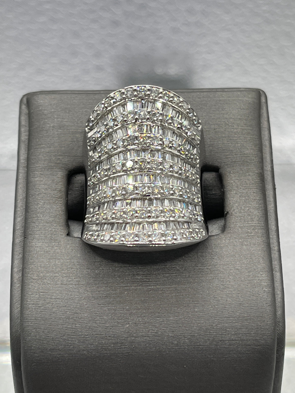 Ladies 14 Karat White Gold Diamond Cocktail Ring