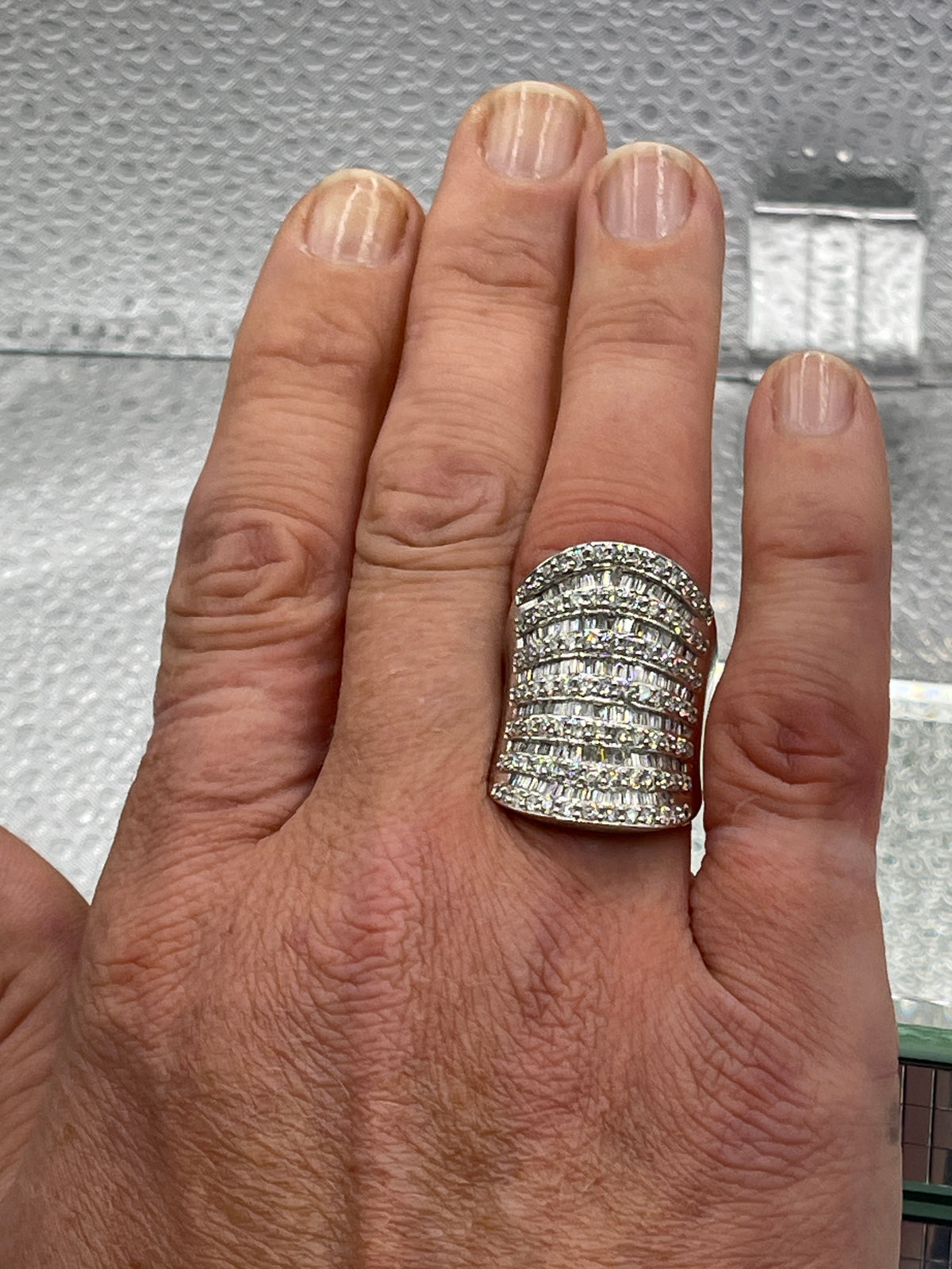 Ladies 14 Karat White Gold Diamond Cocktail Ring