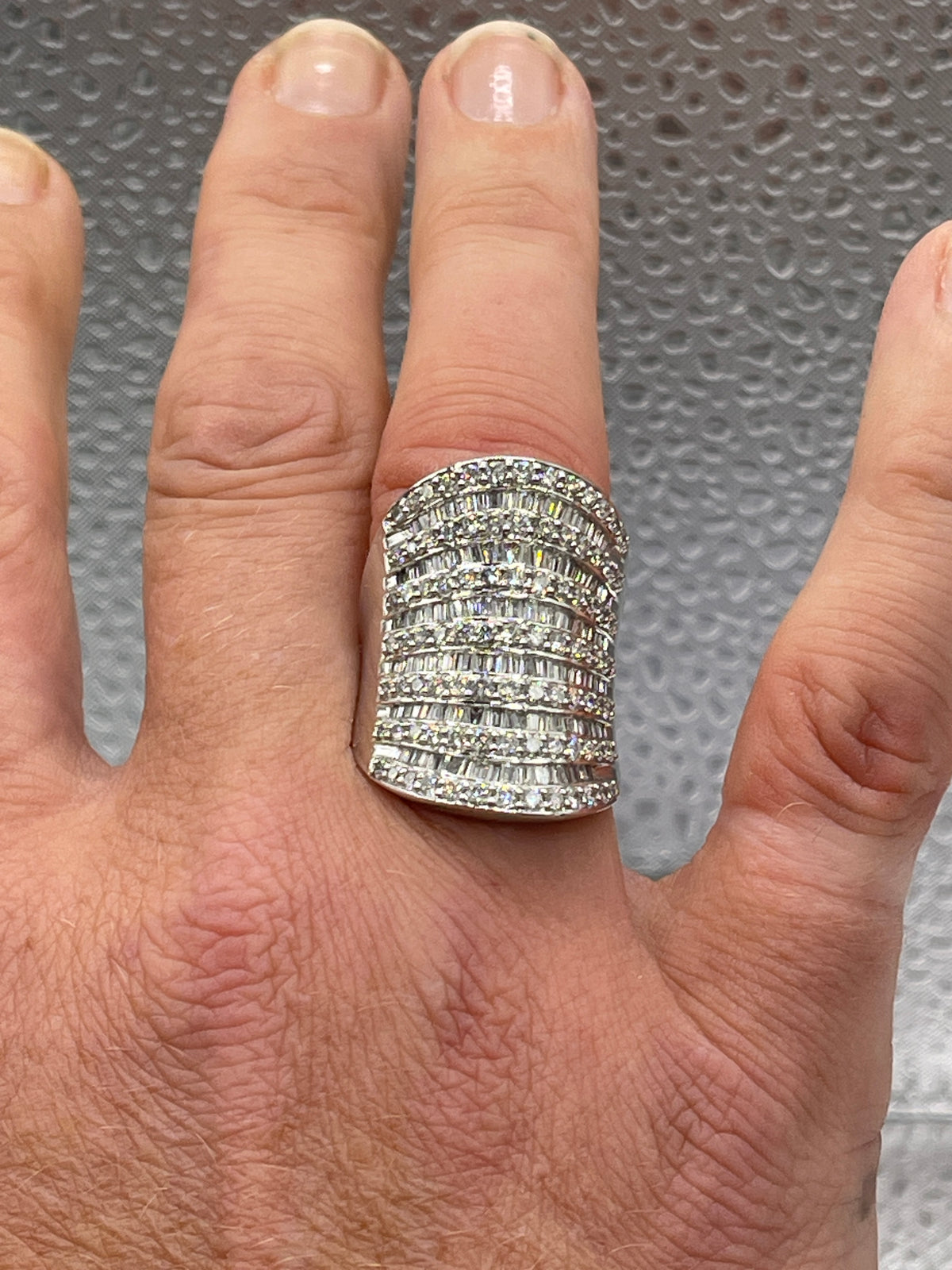 Ladies 14 Karat White Gold Diamond Cocktail Ring