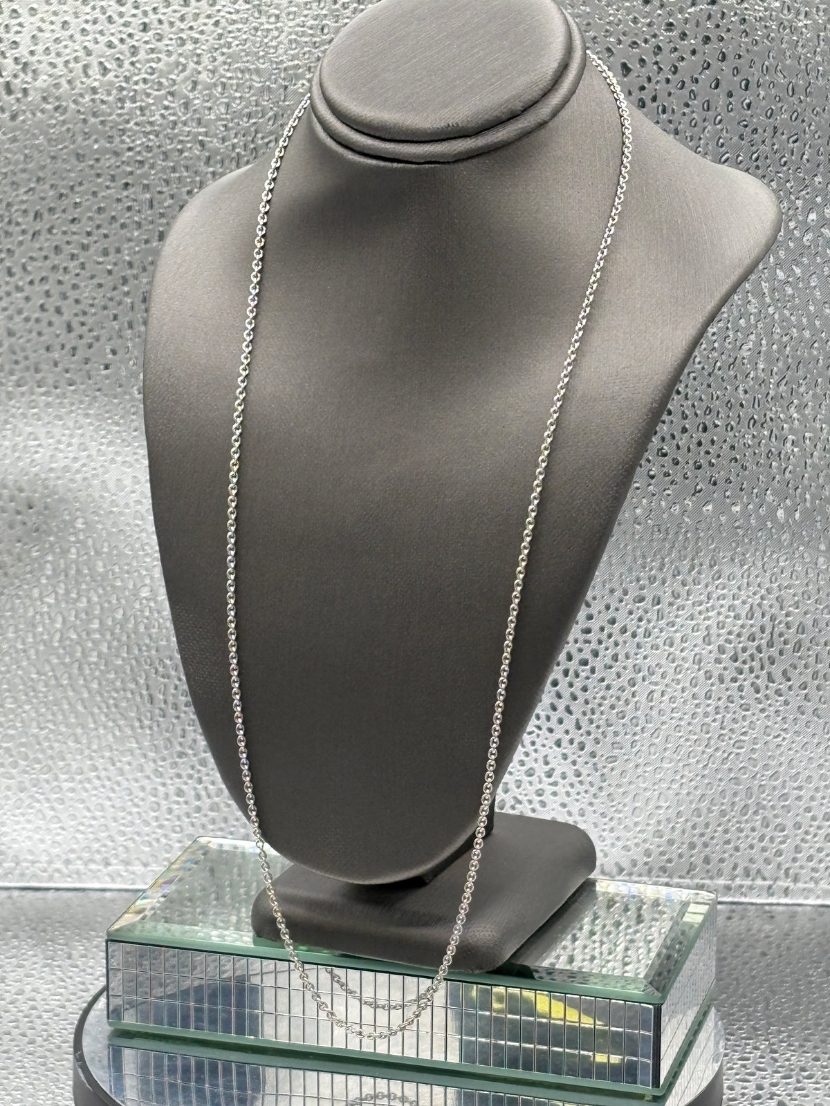 18 karat Italian White Gold Solid Cable Link Chain