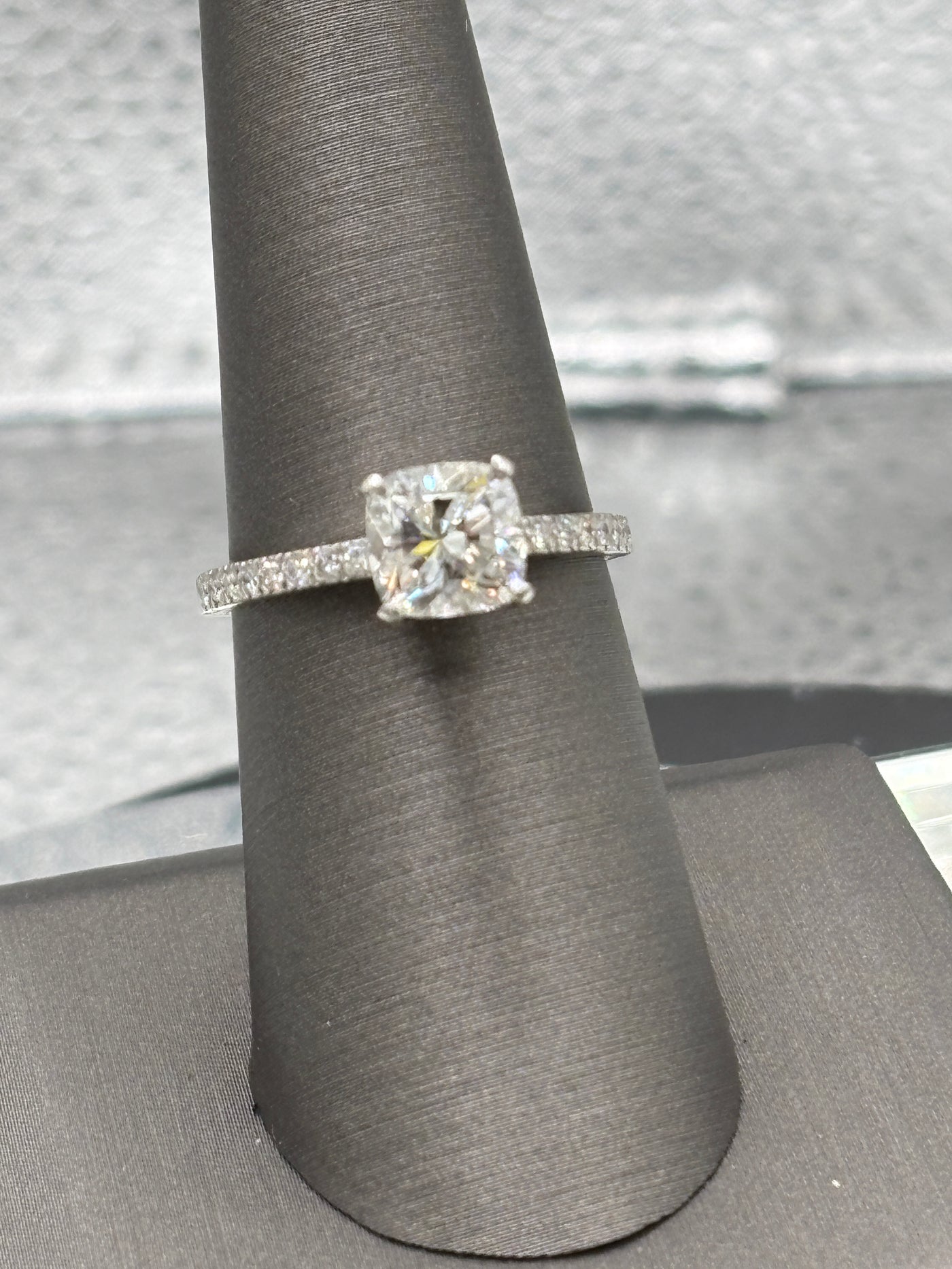 View one of Ladies Tiffany 950 Platinum Cushion-Cut Diamond Engagement Set