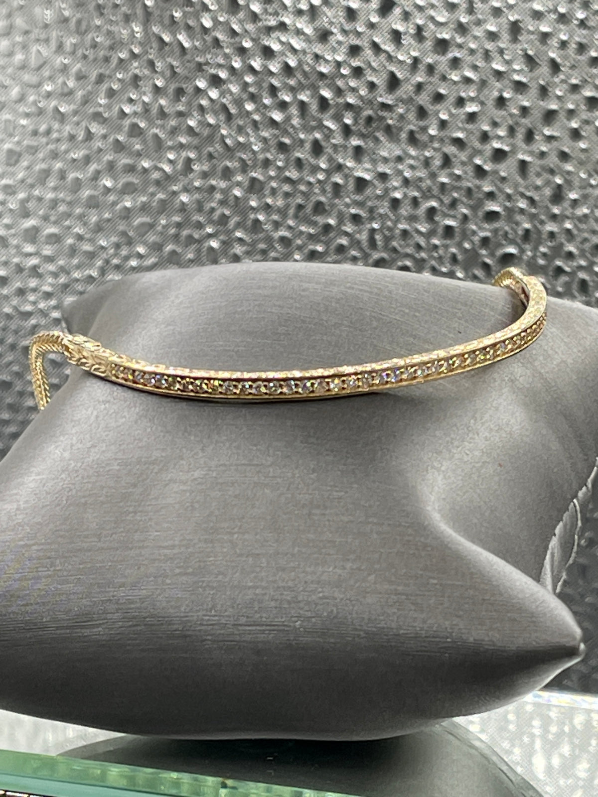 View one of Ladies Custom Made 14 Karat Yellow Gold Diamond Bangle Bracelet