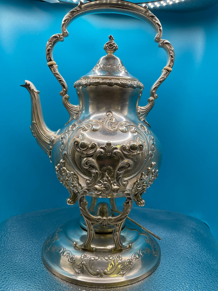 View five of Poole Sterling Silver Tilting Teapot Sterling Base Mount & Sugar Bowl