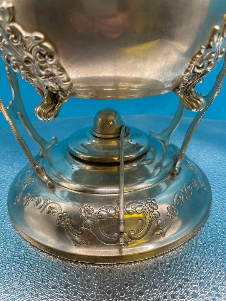 View nine of Poole Sterling Silver Tilting Teapot Sterling Base Mount & Sugar Bowl