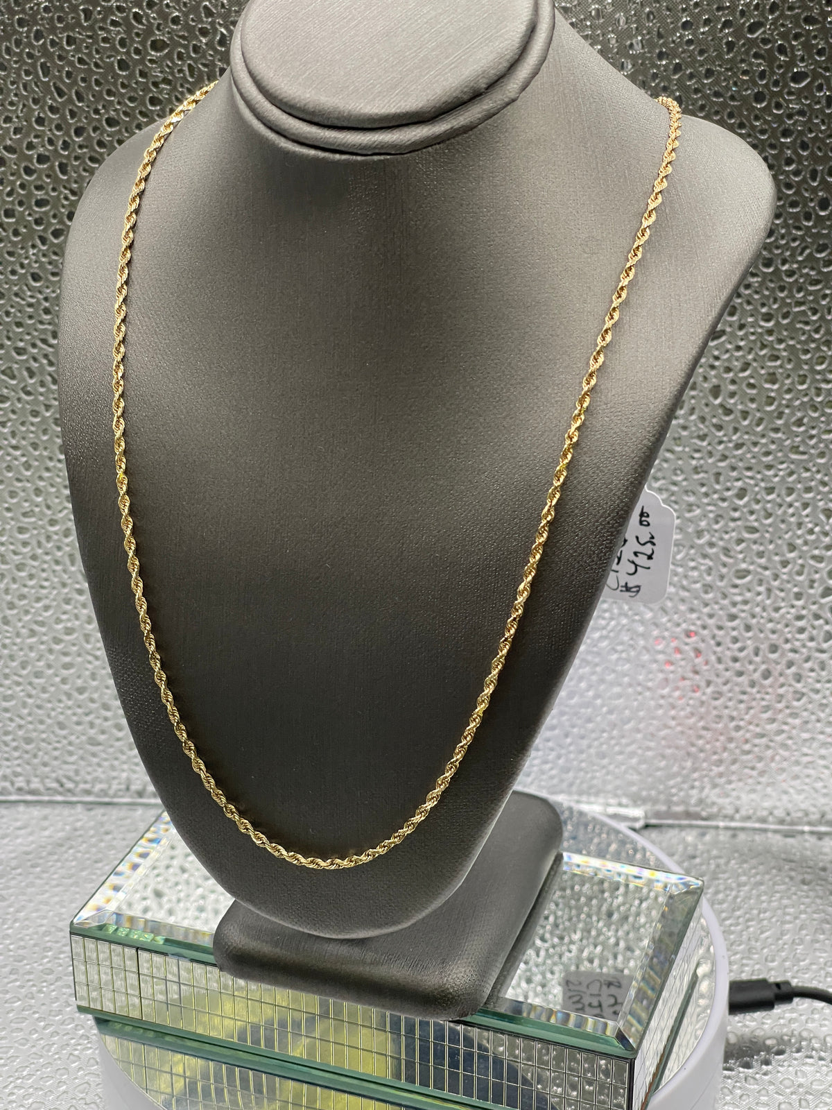 View four of 14 Karat Yellow Gold Solid Diamond Cut Rope Chain