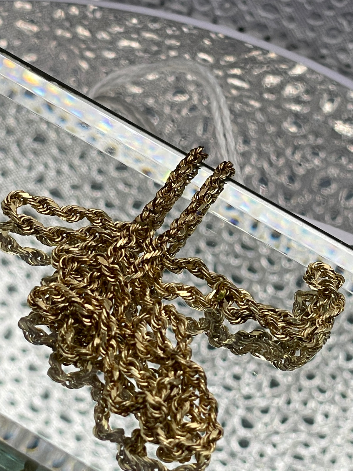 View two of 14 Karat Yellow Gold Solid Diamond Cut Rope Chain