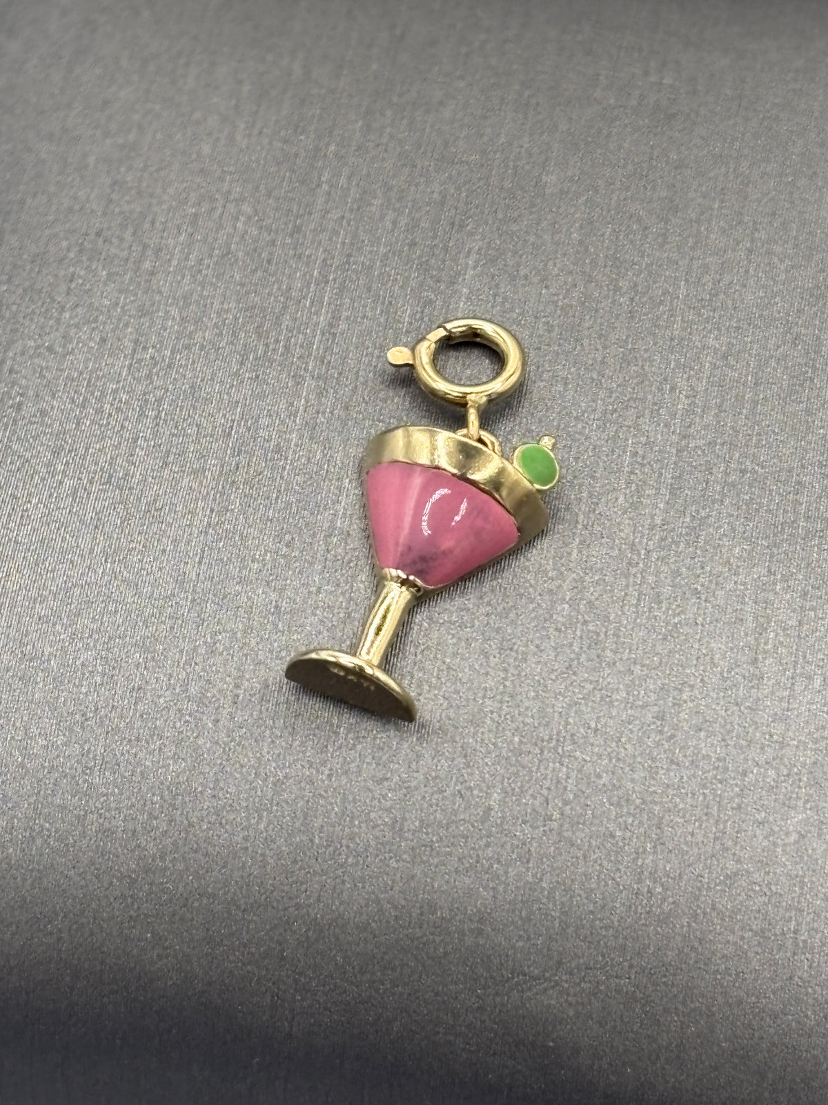 Ladies 14 Karat Yellow Gold Martini Glass Cosmopolitan Pendant