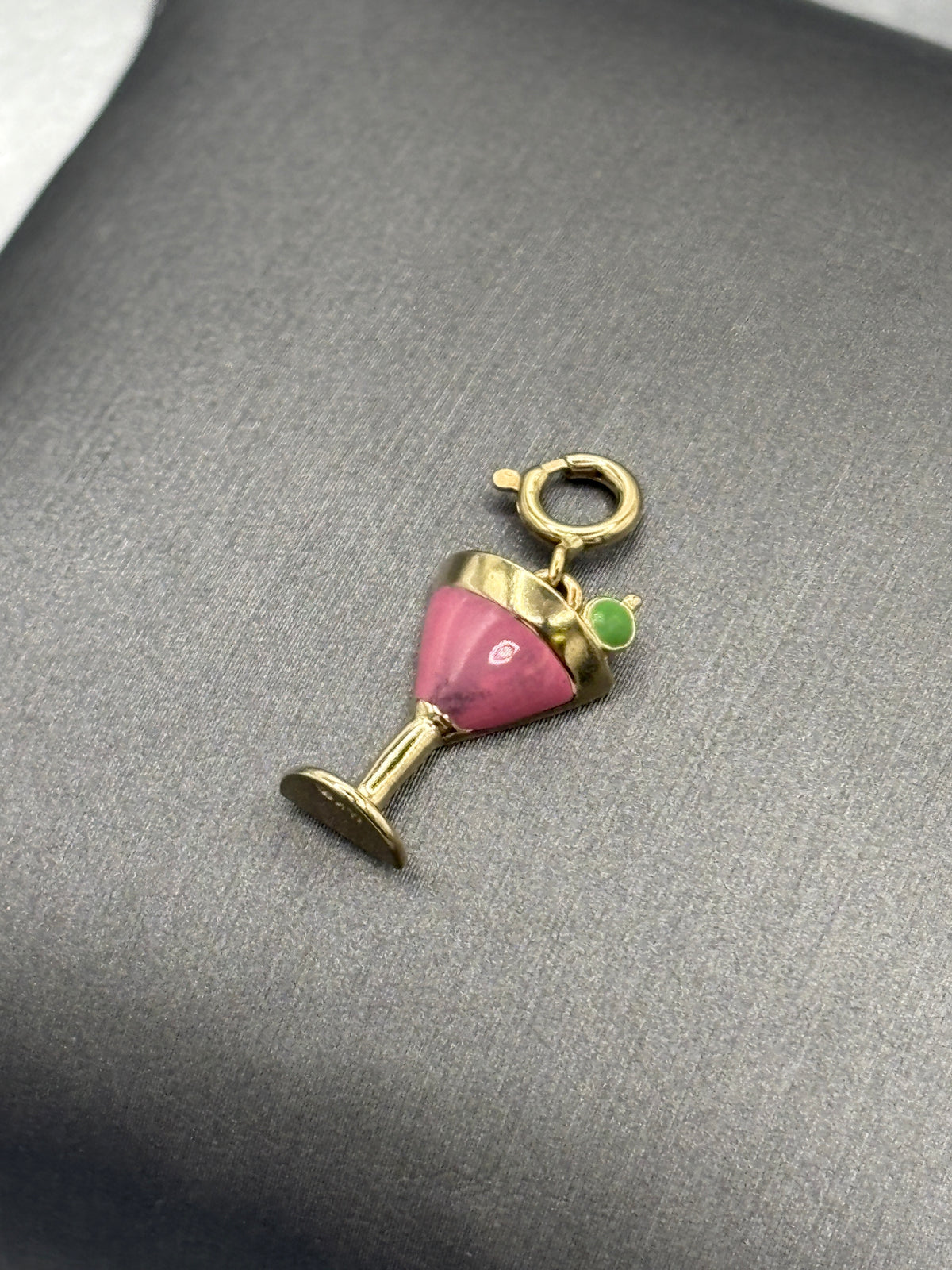 Ladies 14 Karat Yellow Gold Martini Glass Cosmopolitan Pendant