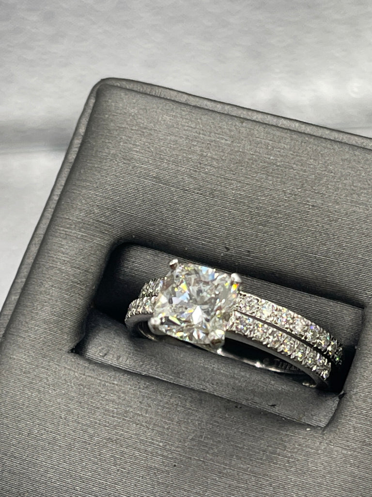 View eleven of Ladies Tiffany 950 Platinum Cushion-Cut Diamond Engagement Set