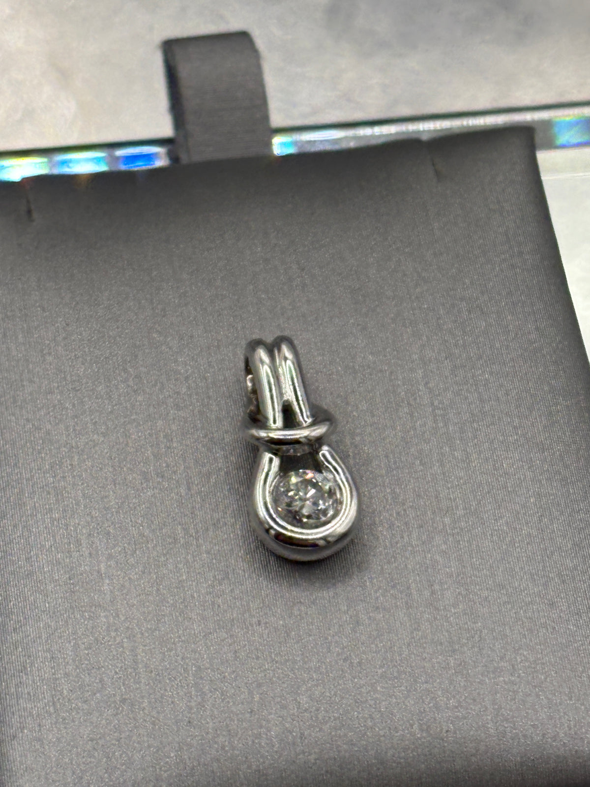 Ladies Beautiful 10 Karat White Gold Diamond Slip Knot Pendant