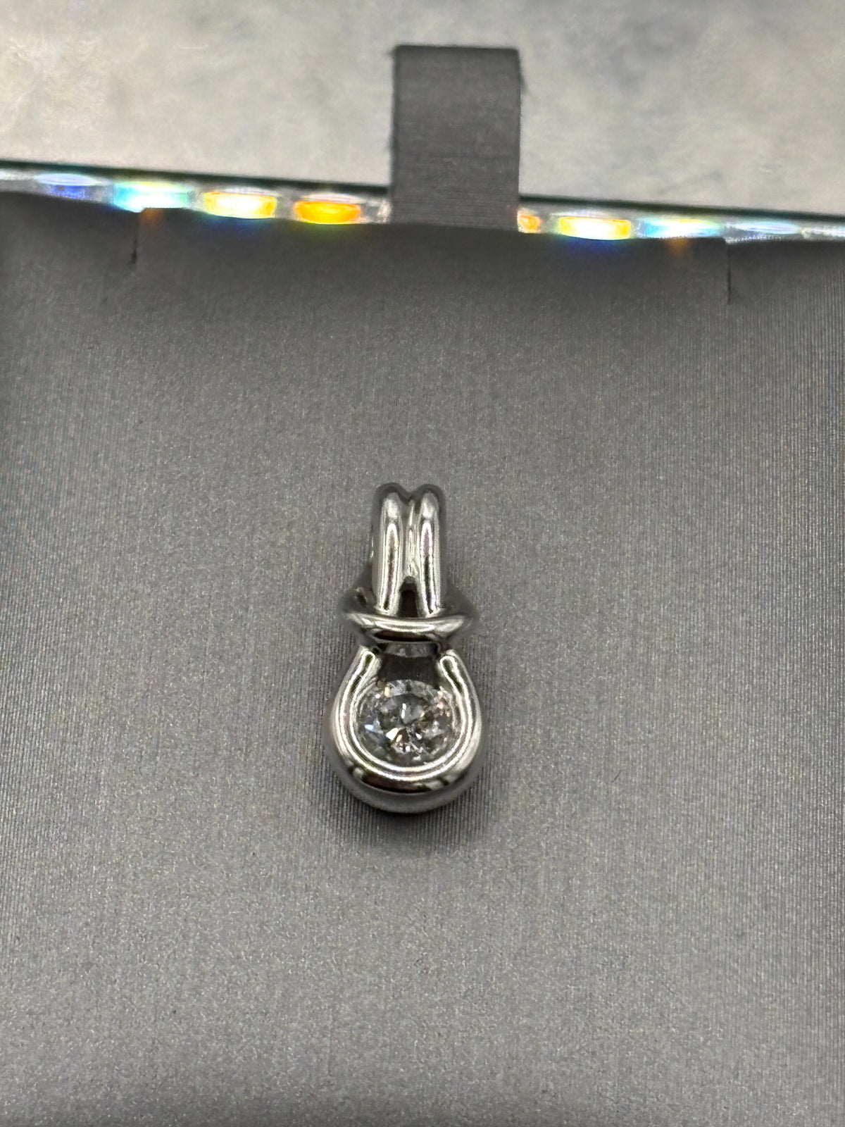 Ladies Beautiful 10 Karat White Gold Diamond Slip Knot Pendant