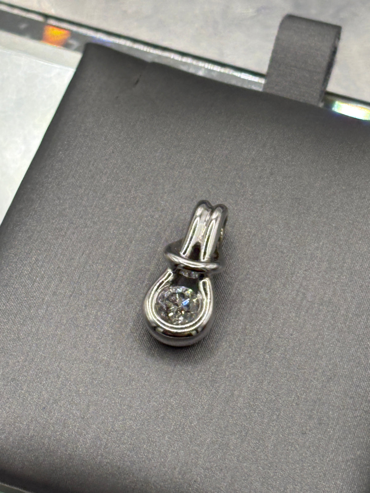 Ladies Beautiful 10 Karat White Gold Diamond Slip Knot Pendant