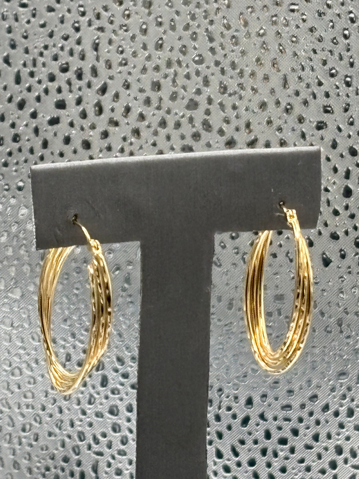 Ladies 14 Karat Yellow Gold Triple Oval Di-Cut Hoop Earrings
