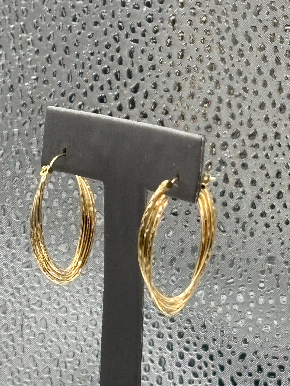Ladies 14 Karat Yellow Gold Triple Oval Di-Cut Hoop Earrings