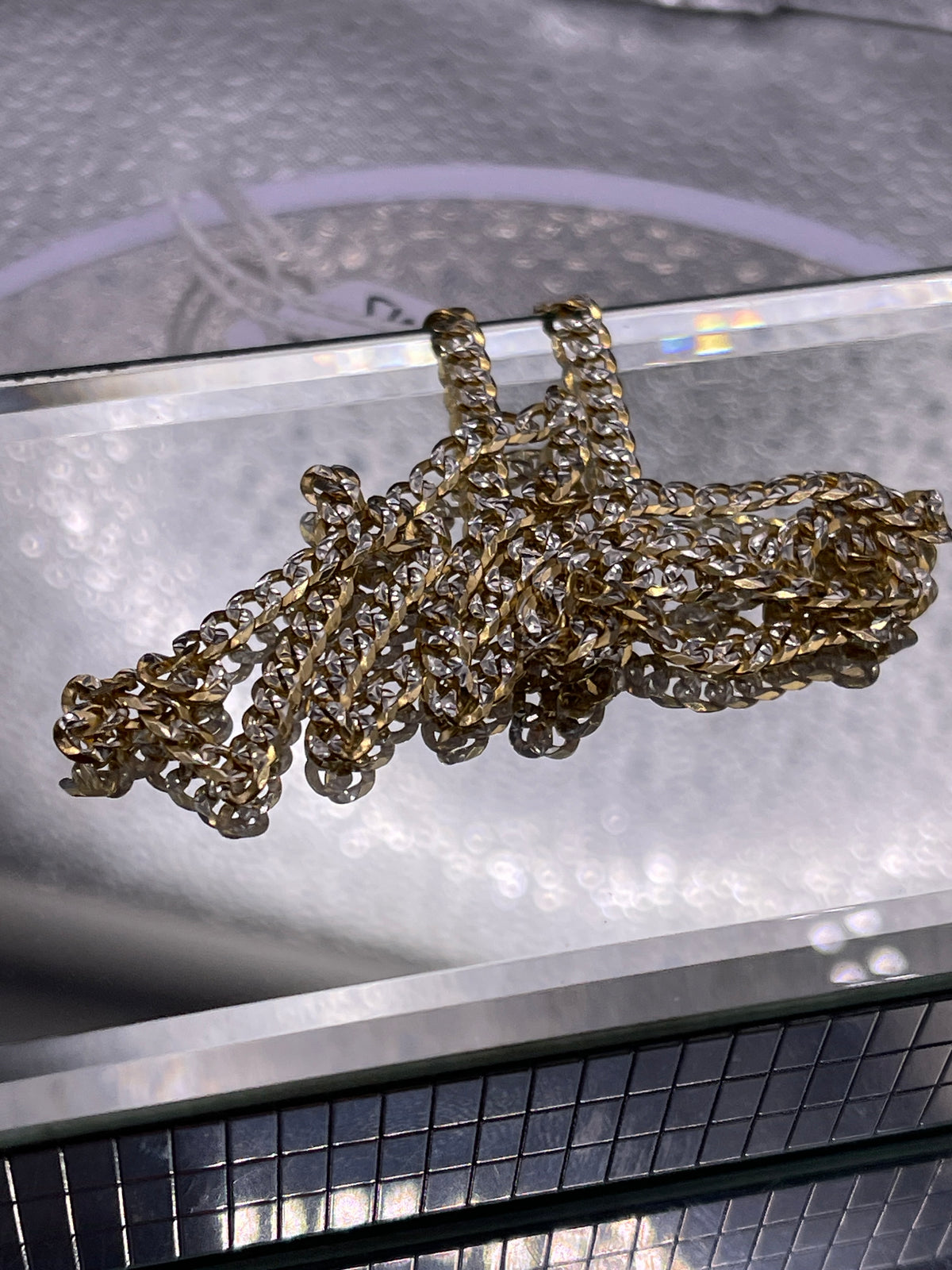 Ladies/Gents 14 Karat Yellow & White Gold Solid Link Chain