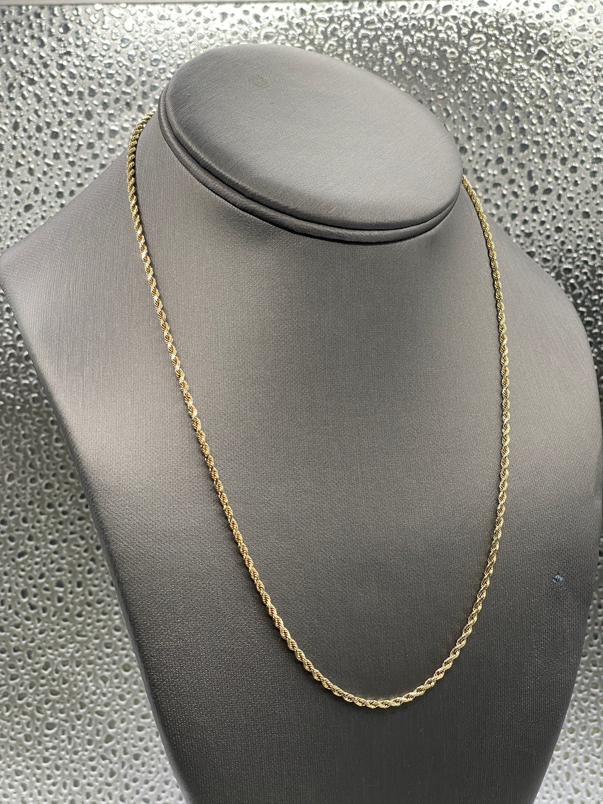 14 Karat Yellow Gold Diamond Cut Solid Rope Chain