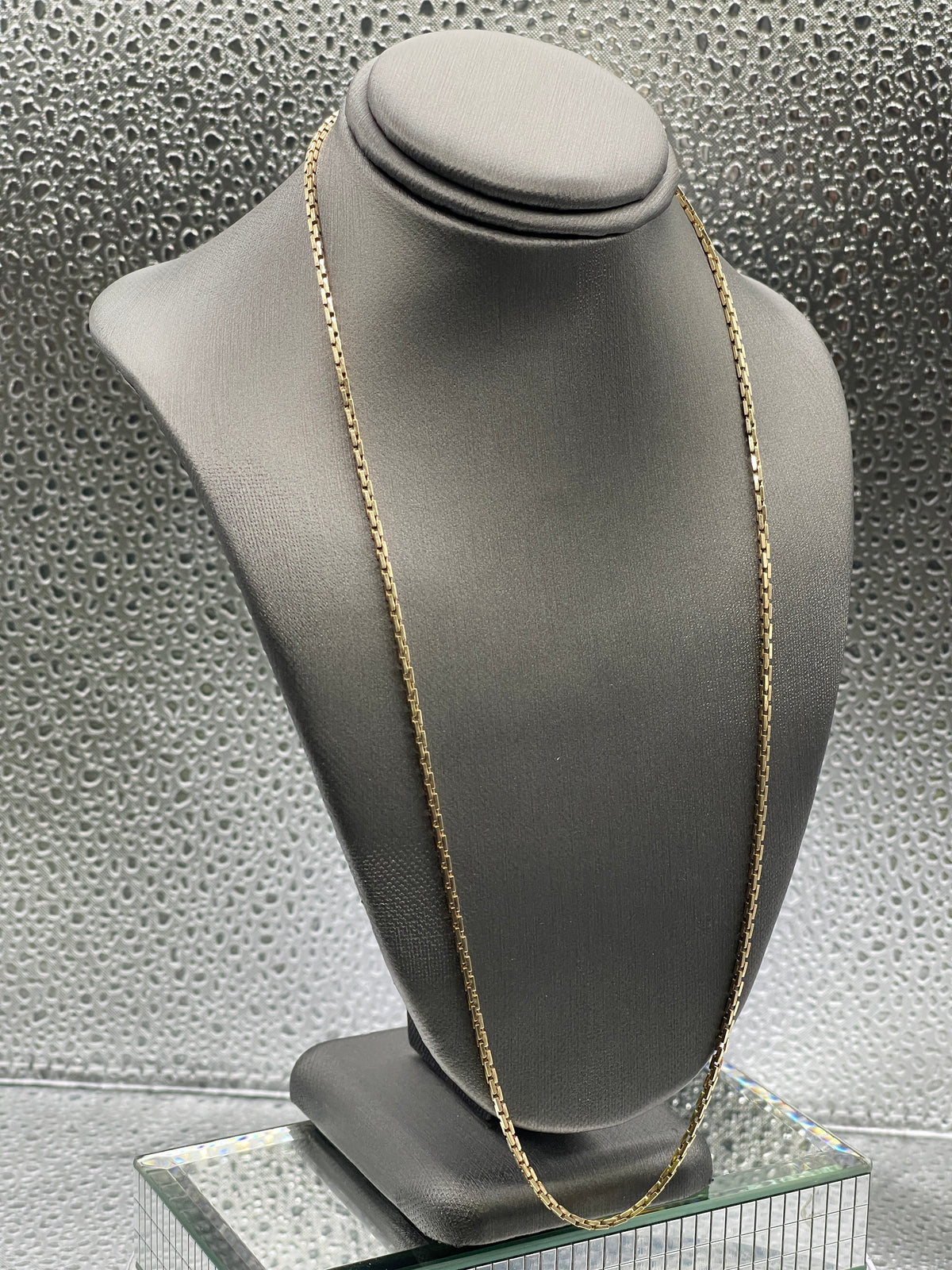 14 Karat Yellow Gold Flat Woven Solid Box Link Chain