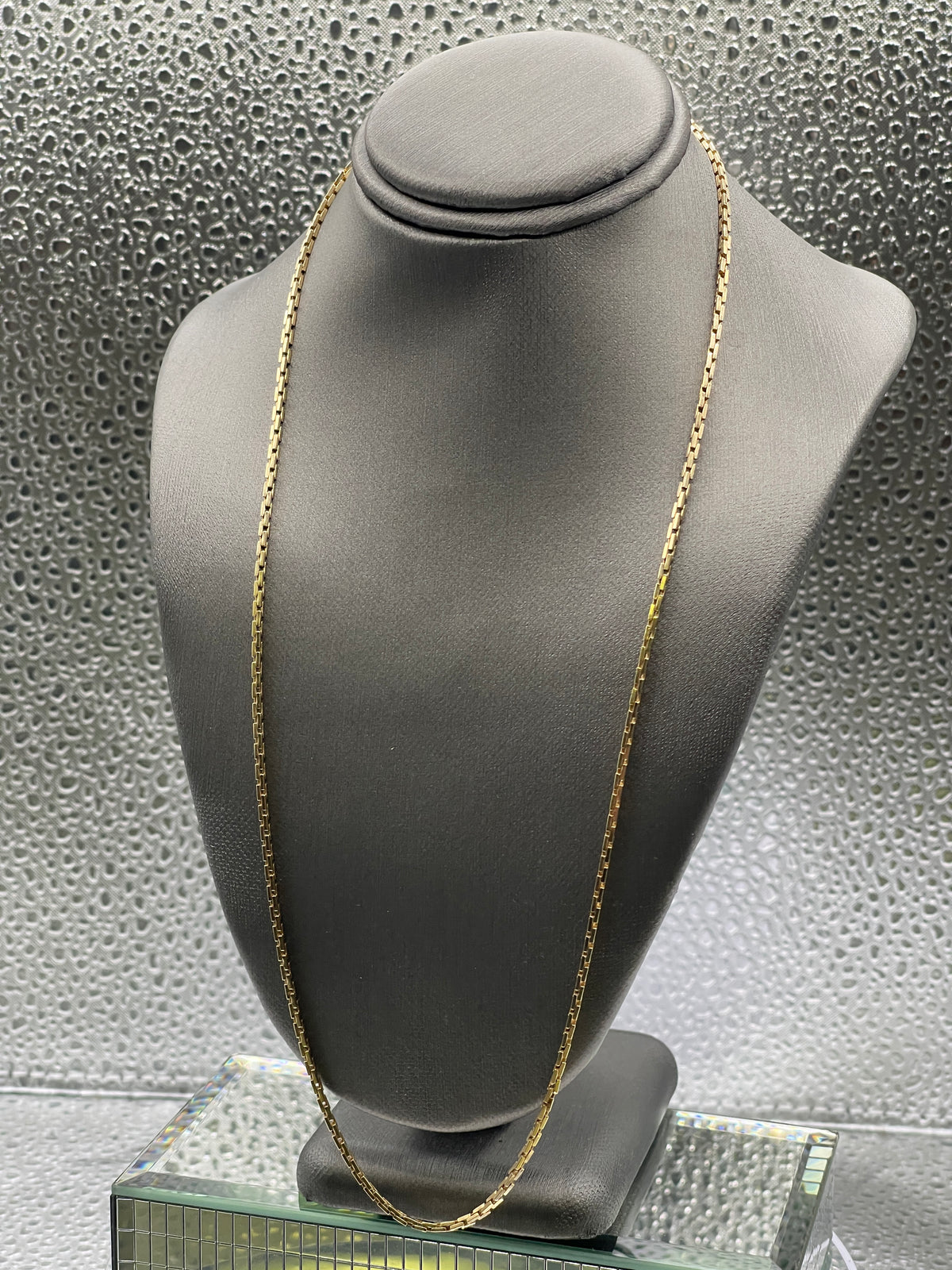 14 Karat Yellow Gold Flat Woven Solid Box Link Chain