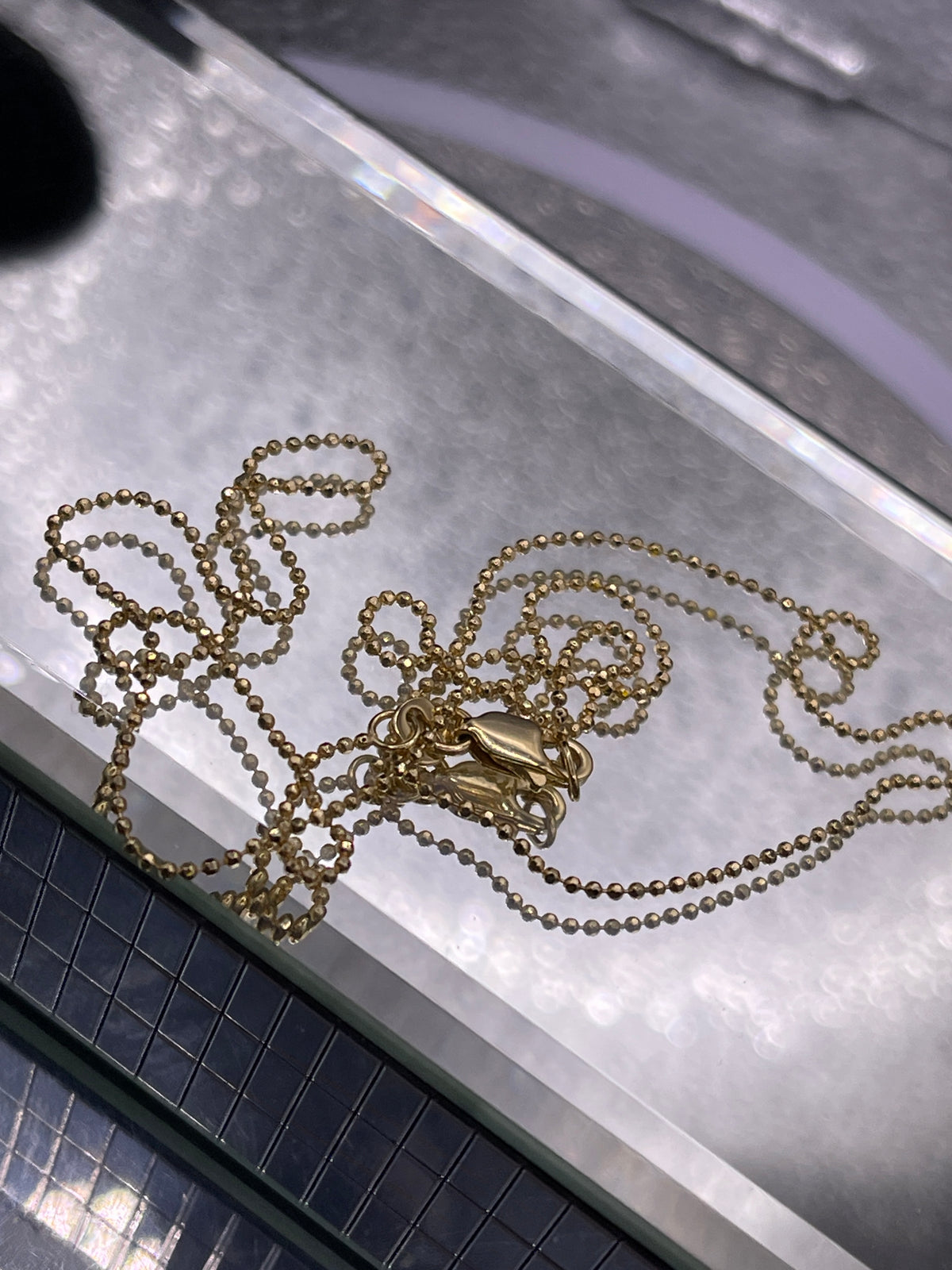 Ladies 14 Karat Yellow Gold Faceted Gold Ball Chain