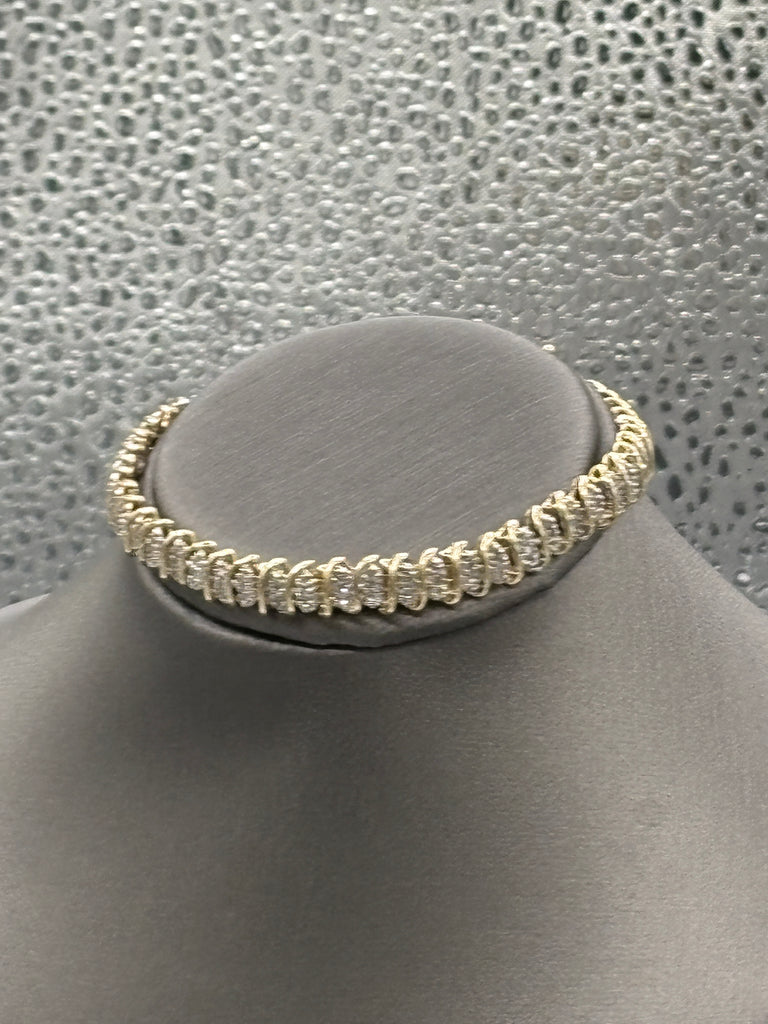 View two of Ladies 10 Karat Yellow Gold Diamond Tennis Bracelet