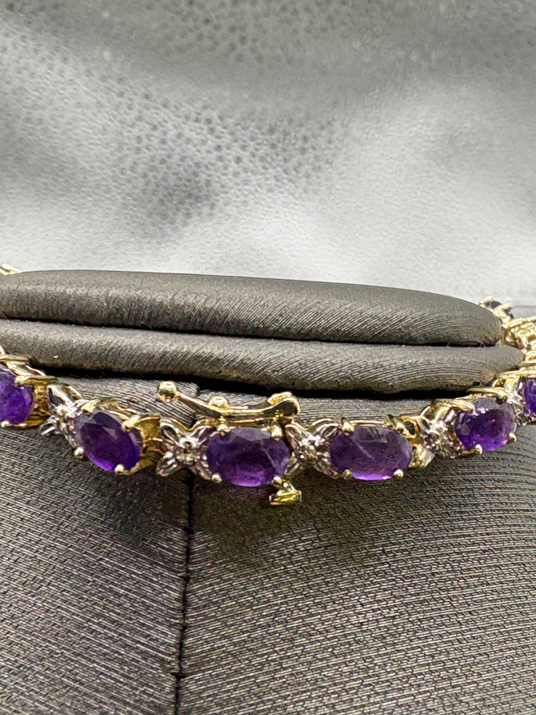 View four of Ladies 10 Karat Yellow Gold Amethyst & Diamond XO Bracelet