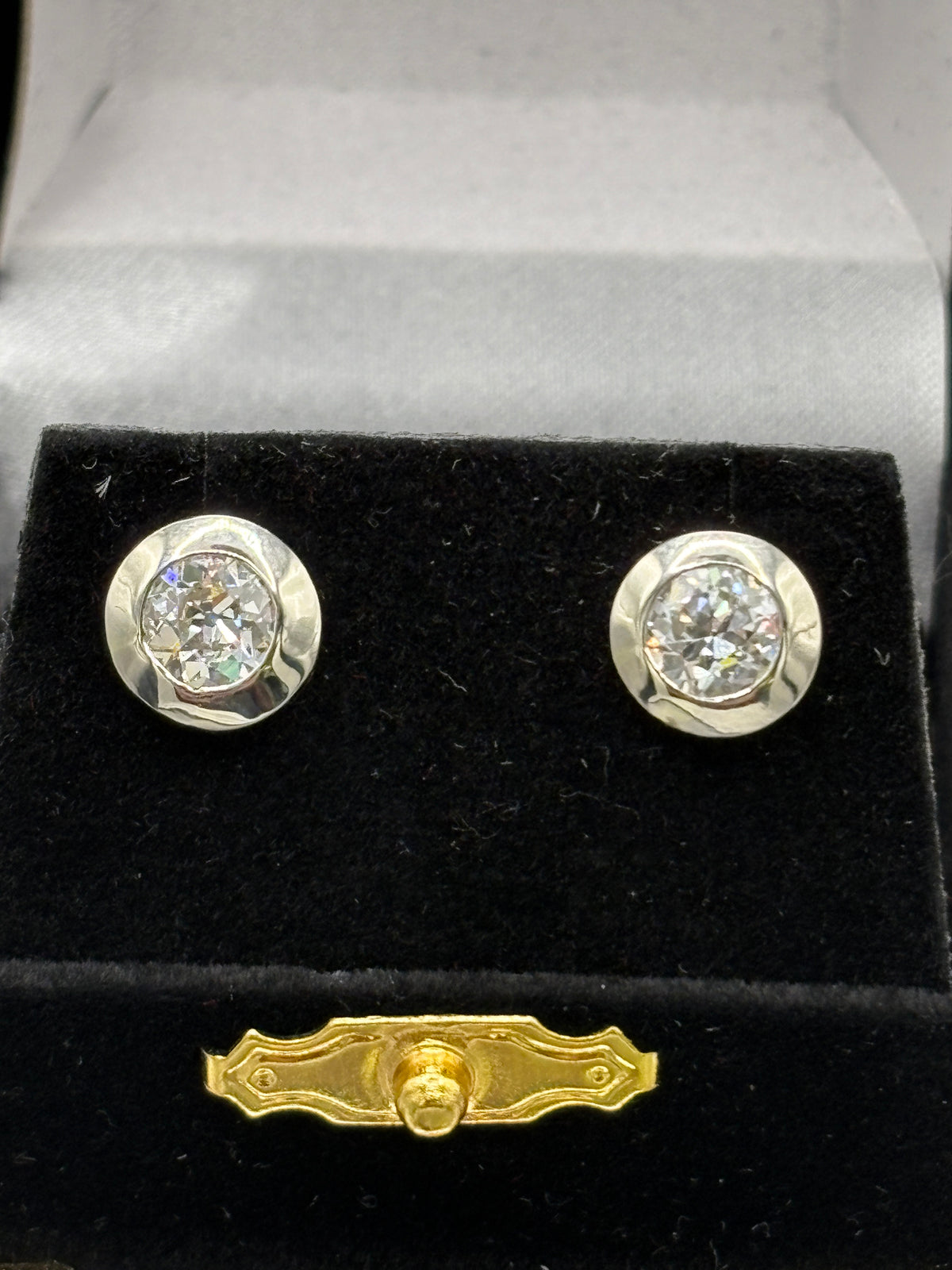 View one of Ladies Fabulous 14 Karat White Gold Diamond Stud Earrings