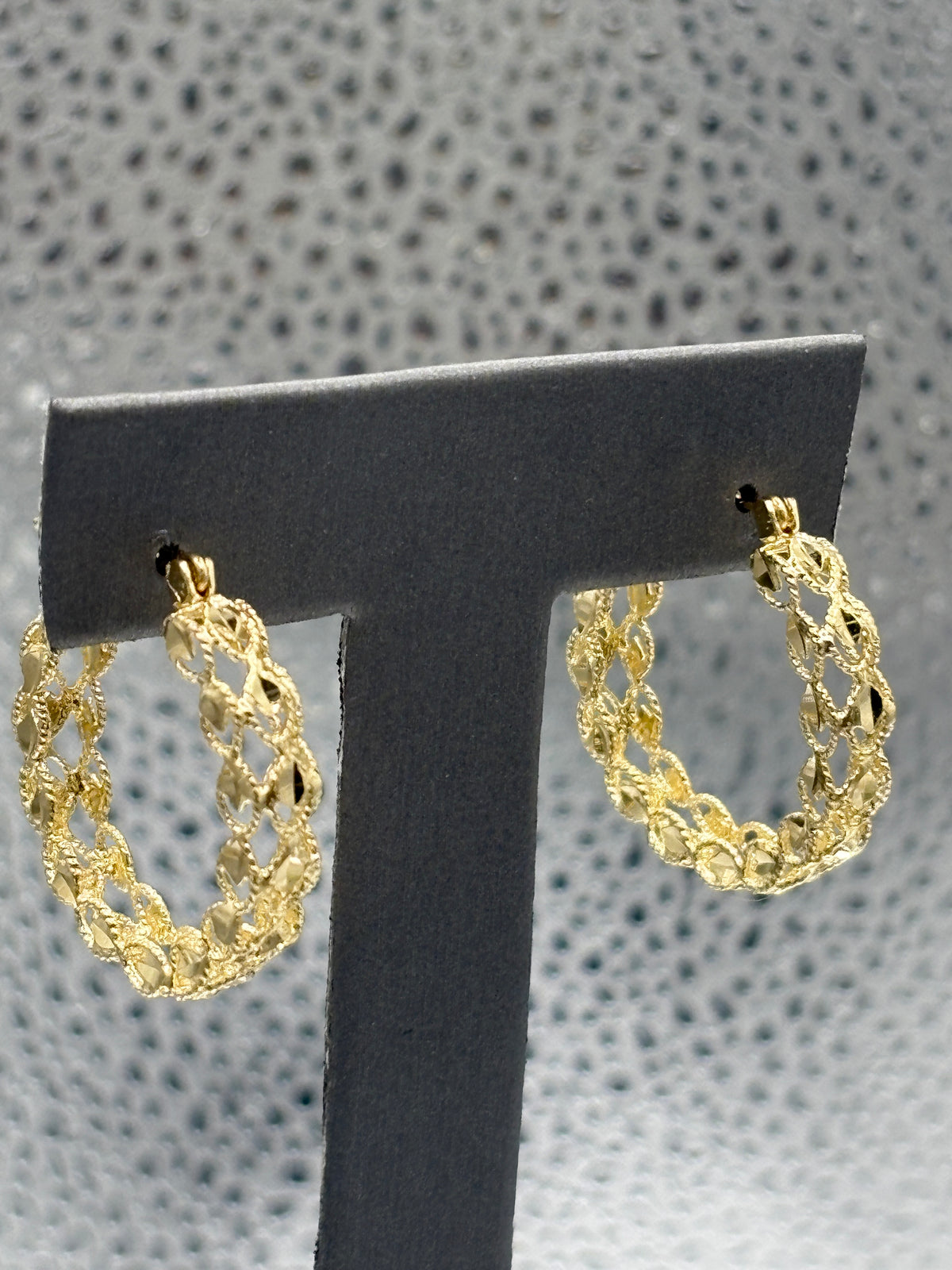 View two of Ladies Fabulous 14 Karat Yellow Gold Turkish Rope Hoop Earrings