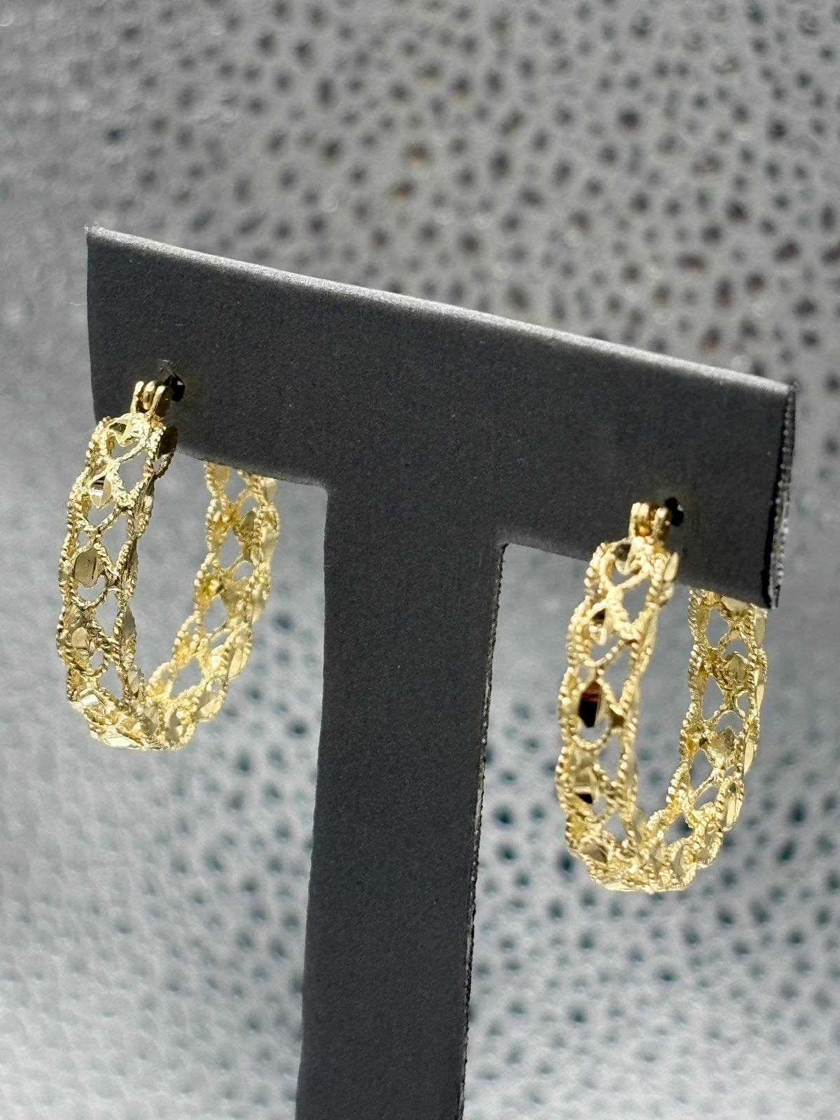 View four of Ladies Fabulous 14 Karat Yellow Gold Turkish Rope Hoop Earrings