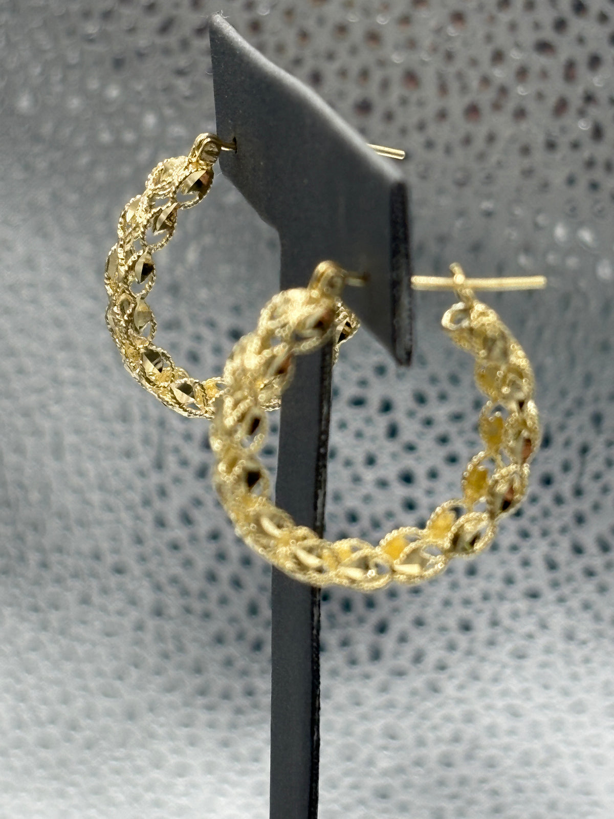View five of Ladies Fabulous 14 Karat Yellow Gold Turkish Rope Hoop Earrings