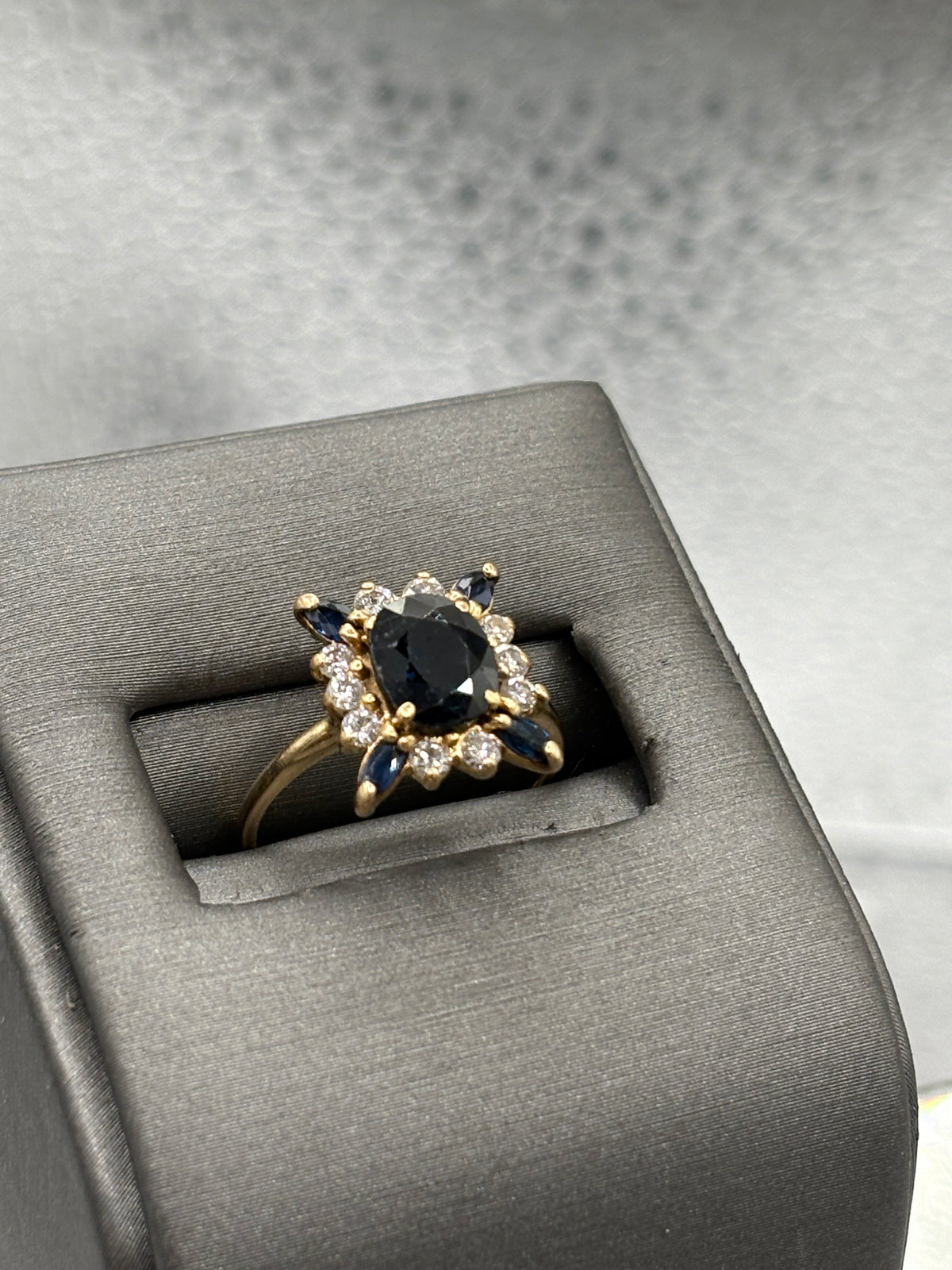 View two of Ladies 14 Karat Yellow Gold Sapphire & Diamond Cocktail Ring