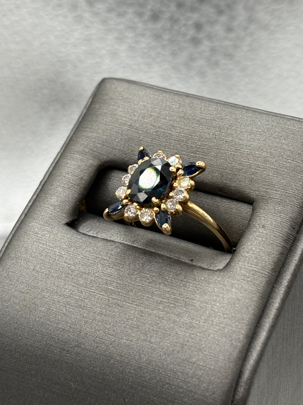 View three of Ladies 14 Karat Yellow Gold Sapphire & Diamond Cocktail Ring