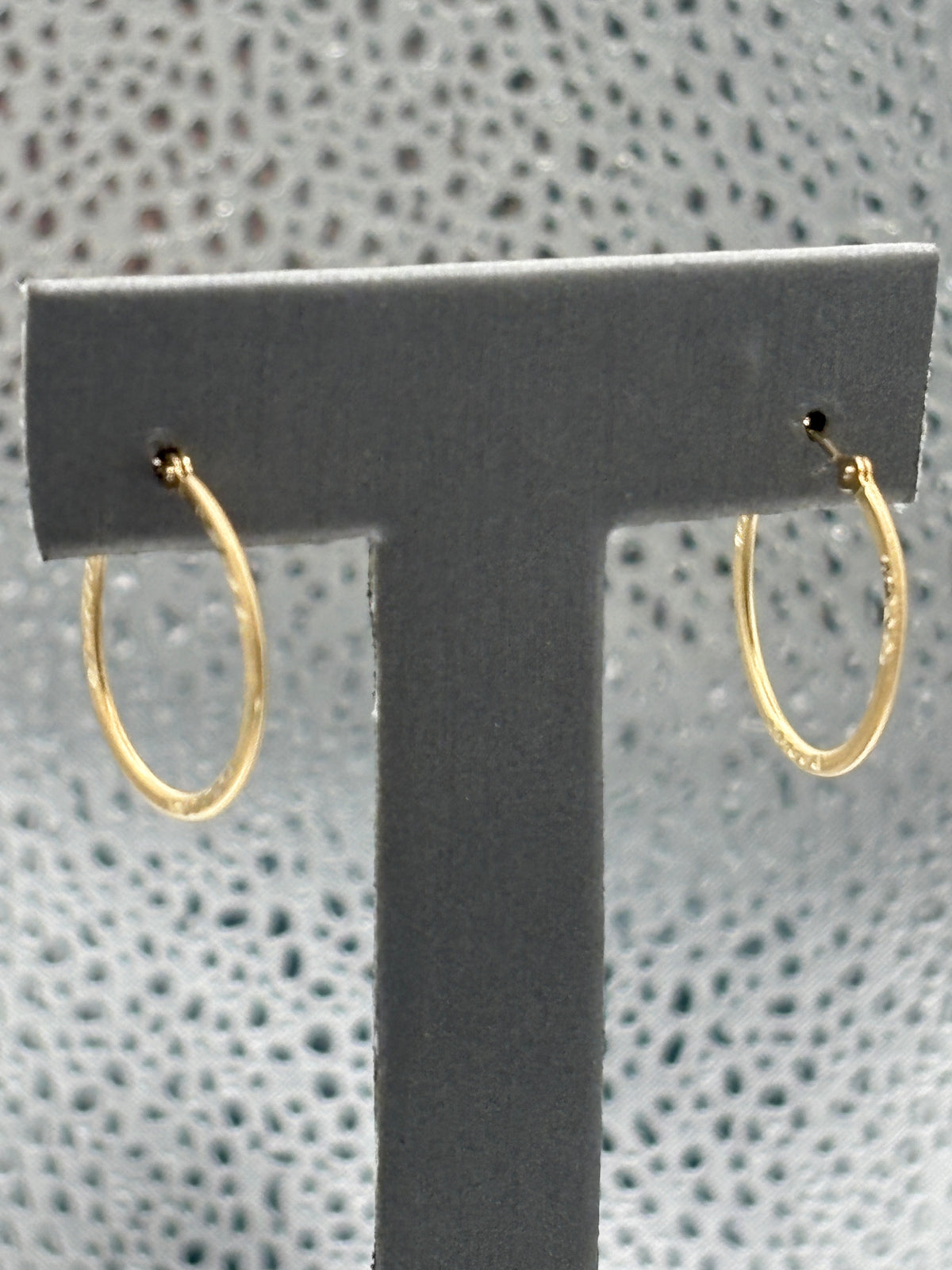 View three of Ladies beautiful 14 Karat Yellow Gold Diamond-Cut Hoop Earrings
