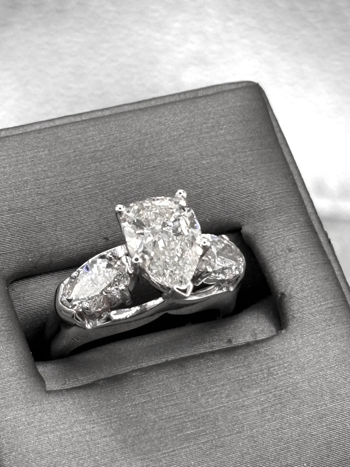 View two of Ladies 14 Karat White Gold Pear Shape Diamond Engagement Ring