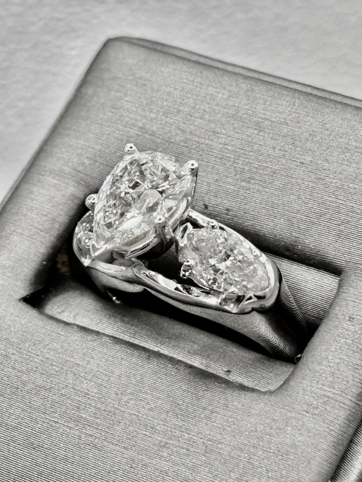 View five of Ladies 14 Karat White Gold Pear Shape Diamond Engagement Ring